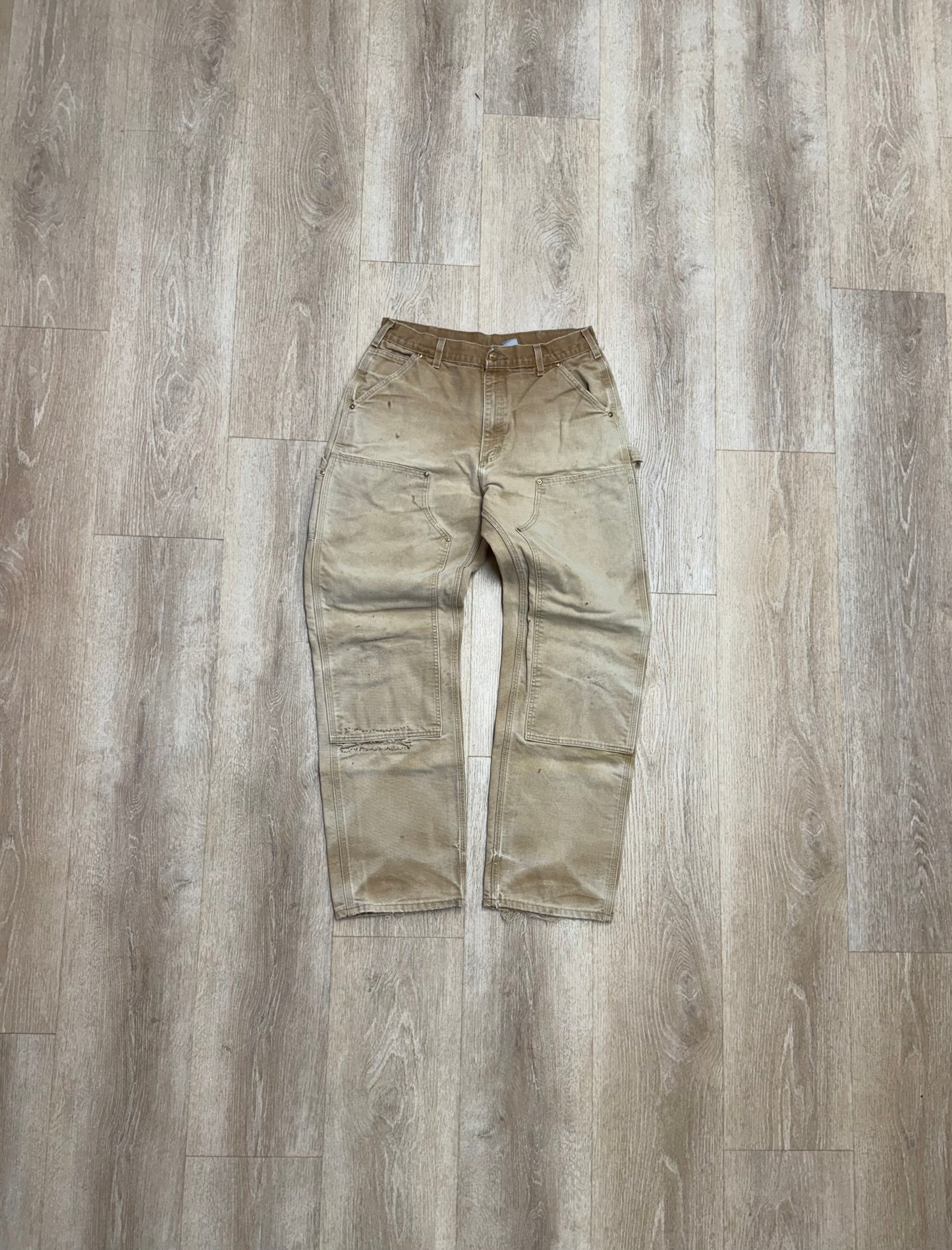 Faded Brown Carhartt Double Knee Pants - 30 x 32