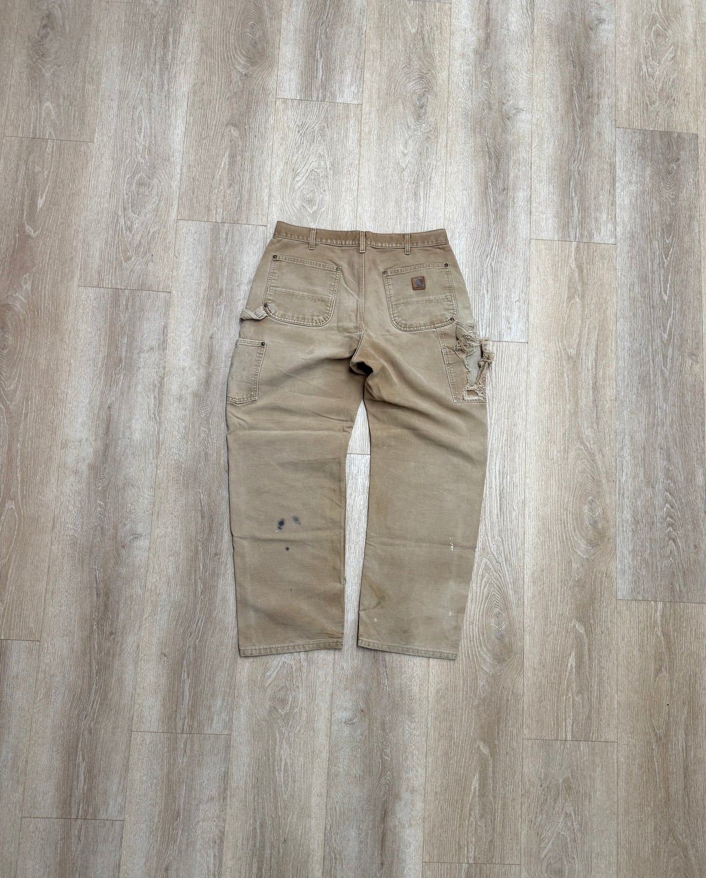 Faded Brown Carhartt Double Knee Pants - 33 x 30