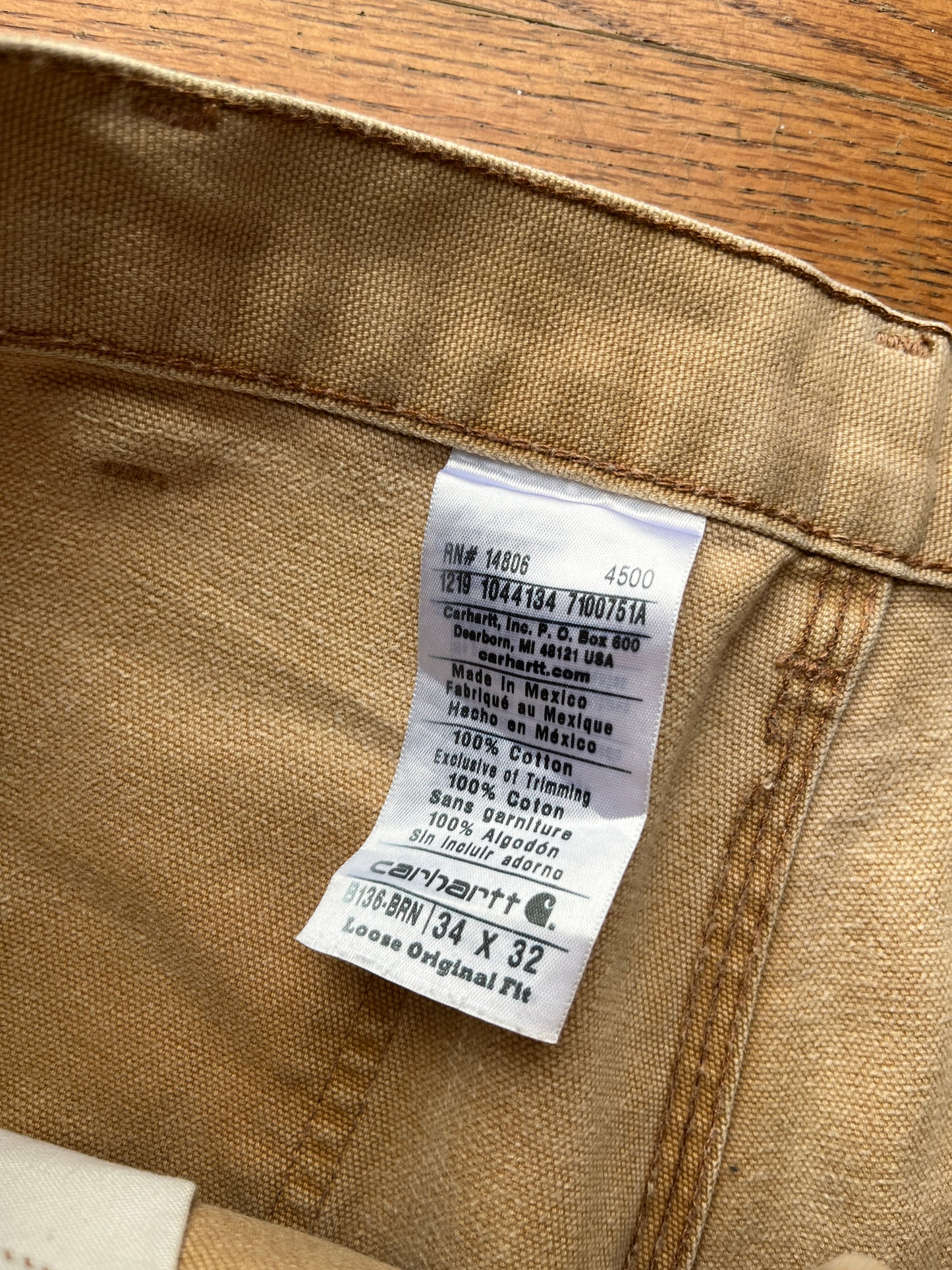 Faded Tan Carhartt Double Knee Pants - 33 x 30.5