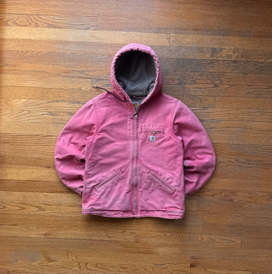 Faded Pastel Pink Carhartt Sherpa Lined Jacket - Small