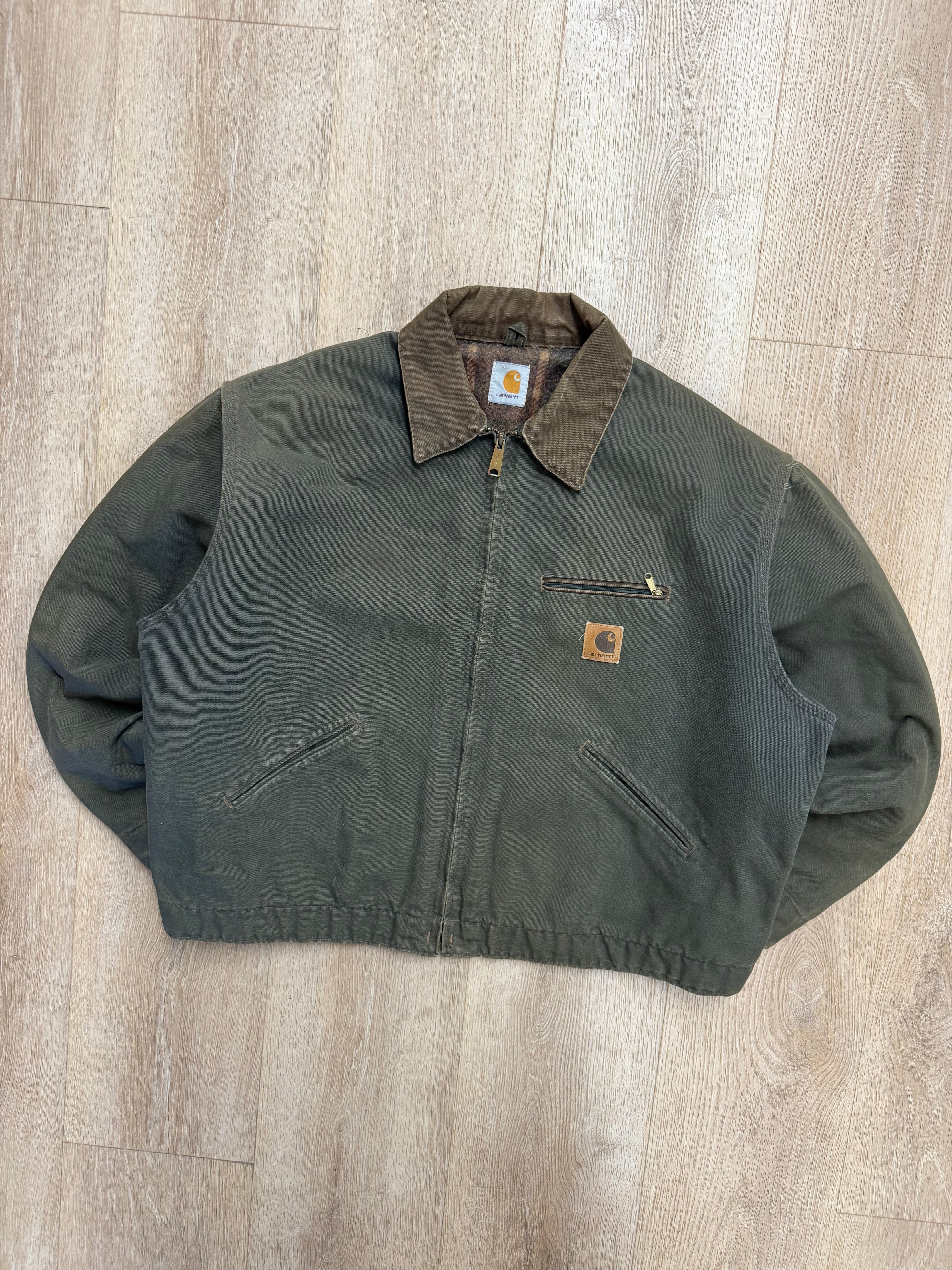 Faded Olive Green Carhartt Detroit Jacket - 2XL – VTG By Mike