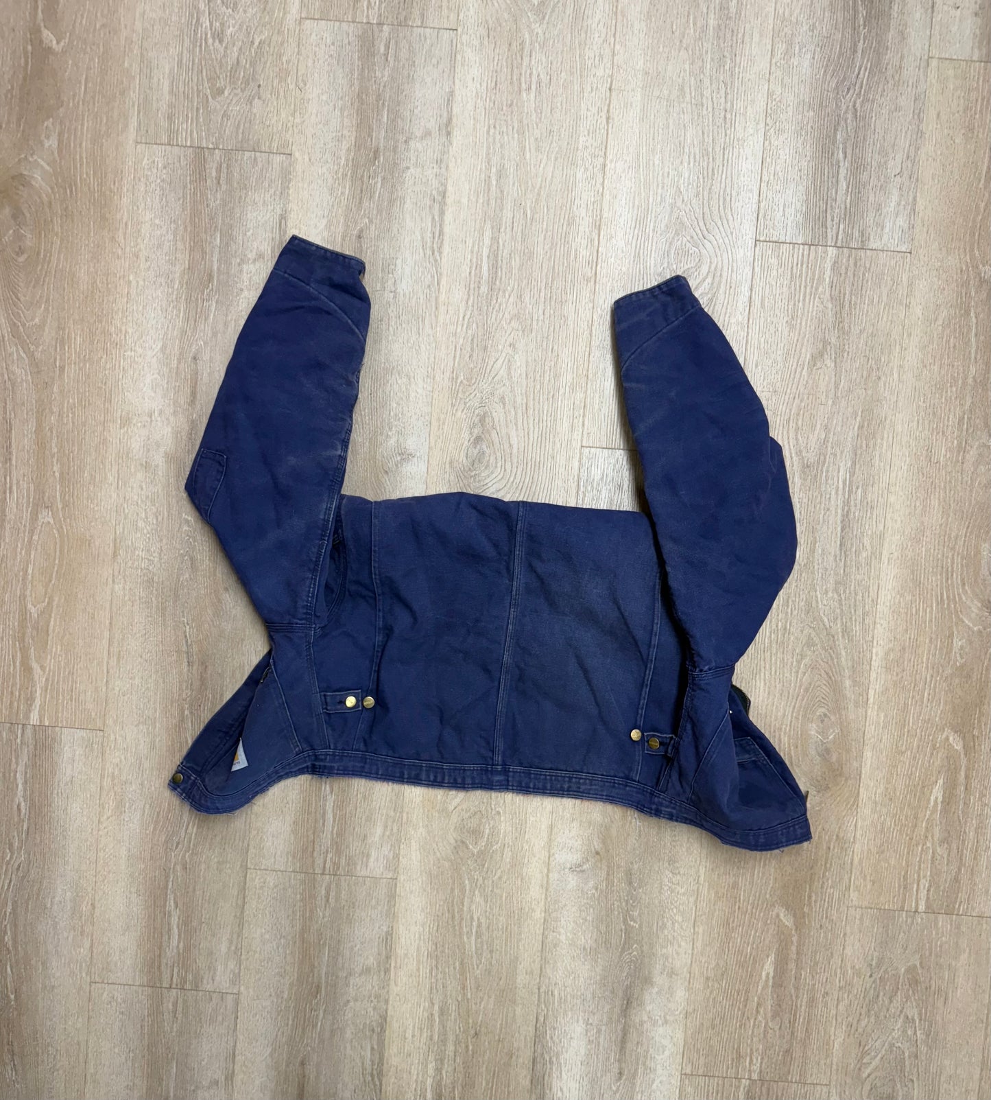 Cropped Faded Navy Carhartt Jacket - Medium