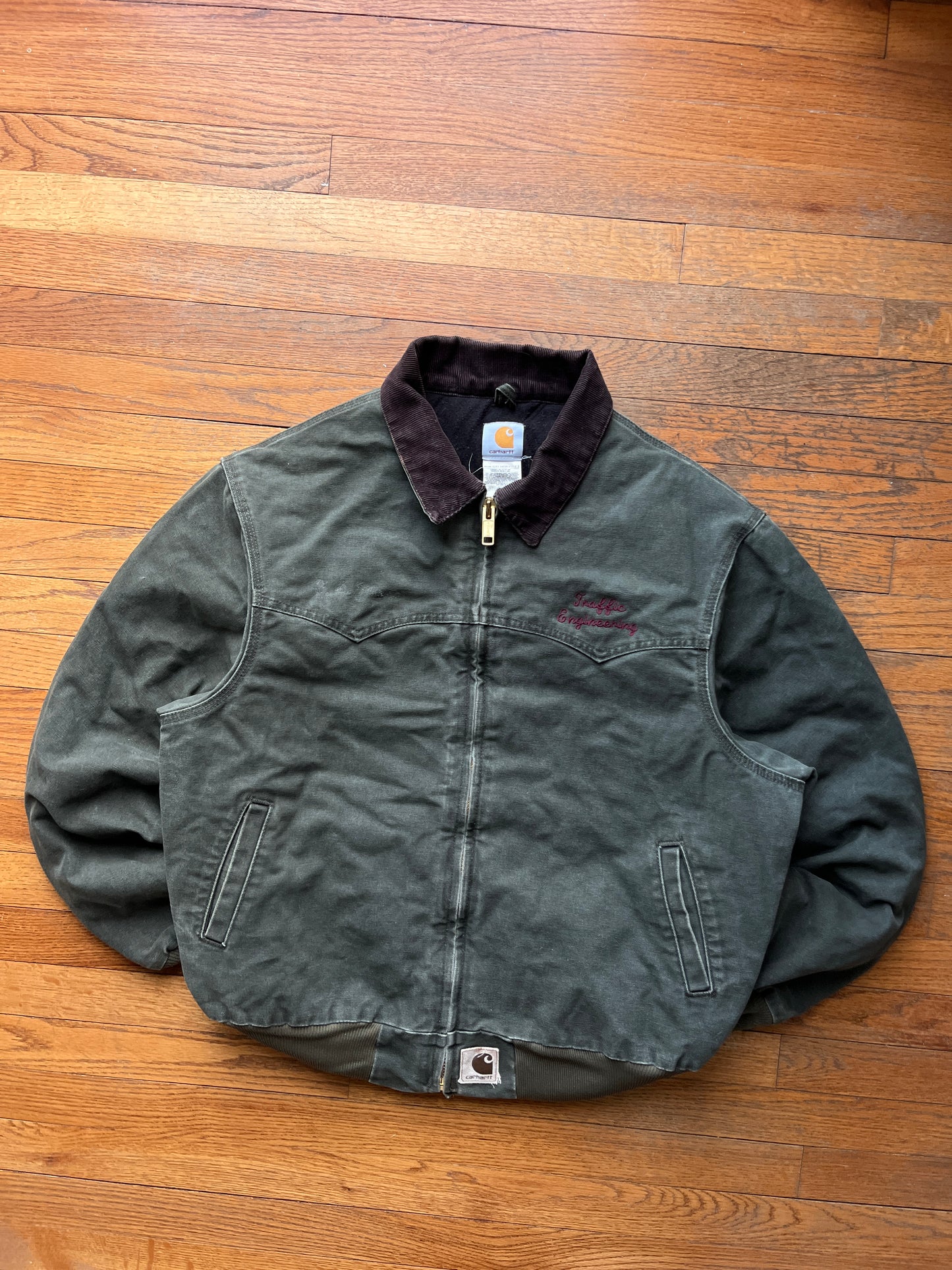 Faded Olive Green Carhartt Santa Fe Jacket - Boxy Large