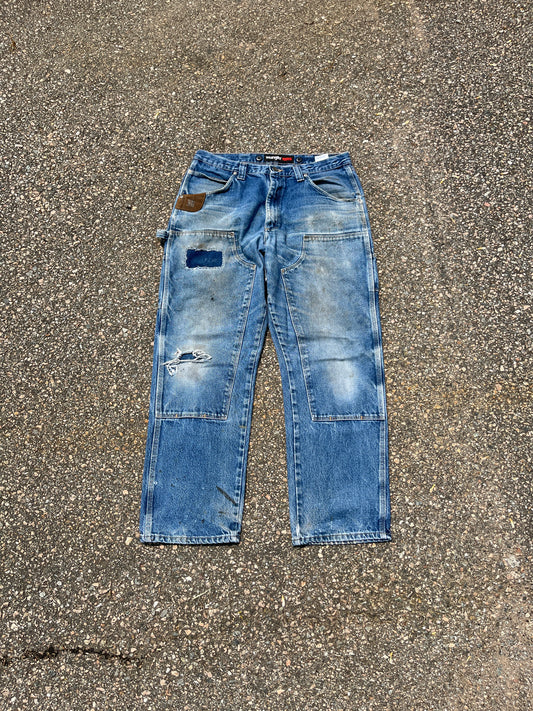 Faded Denim Carhartt Style Double Knee Pants - 34 x 30