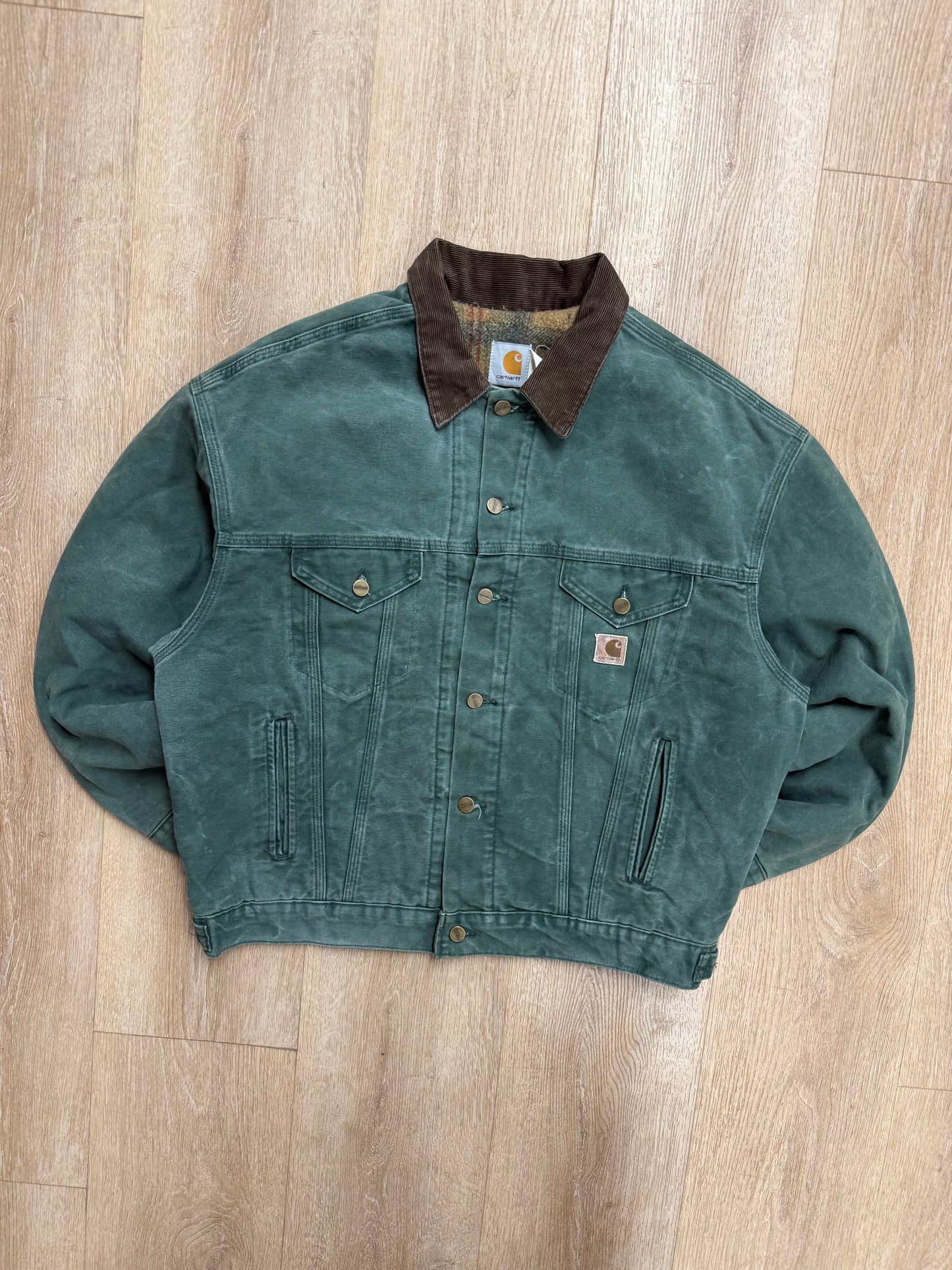 Faded Aspen Green Carhartt Trucker Jacket - Large
