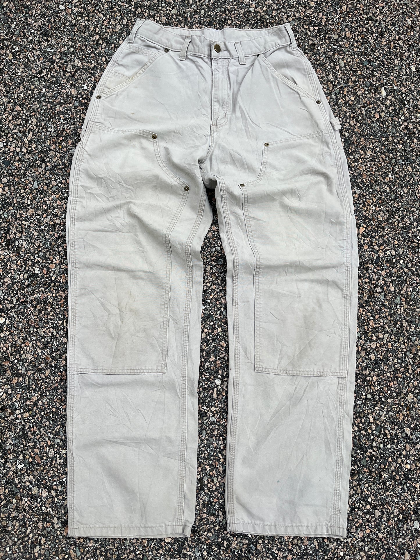 Faded Beige Carhartt Double Knee Pants - 28 x 31.5