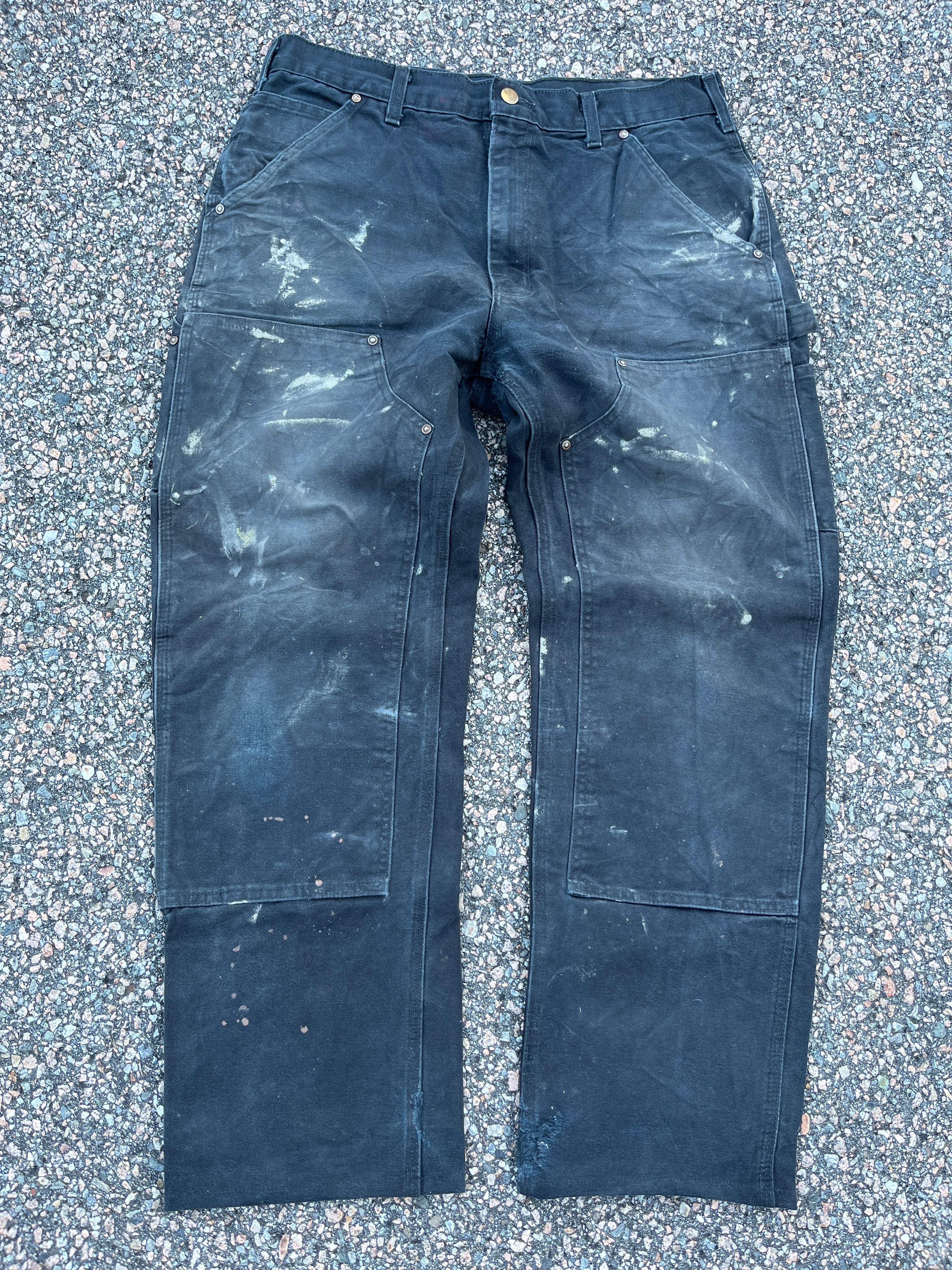 Faded n Painted Black Carhartt Double Knee Pants - 33 x 29