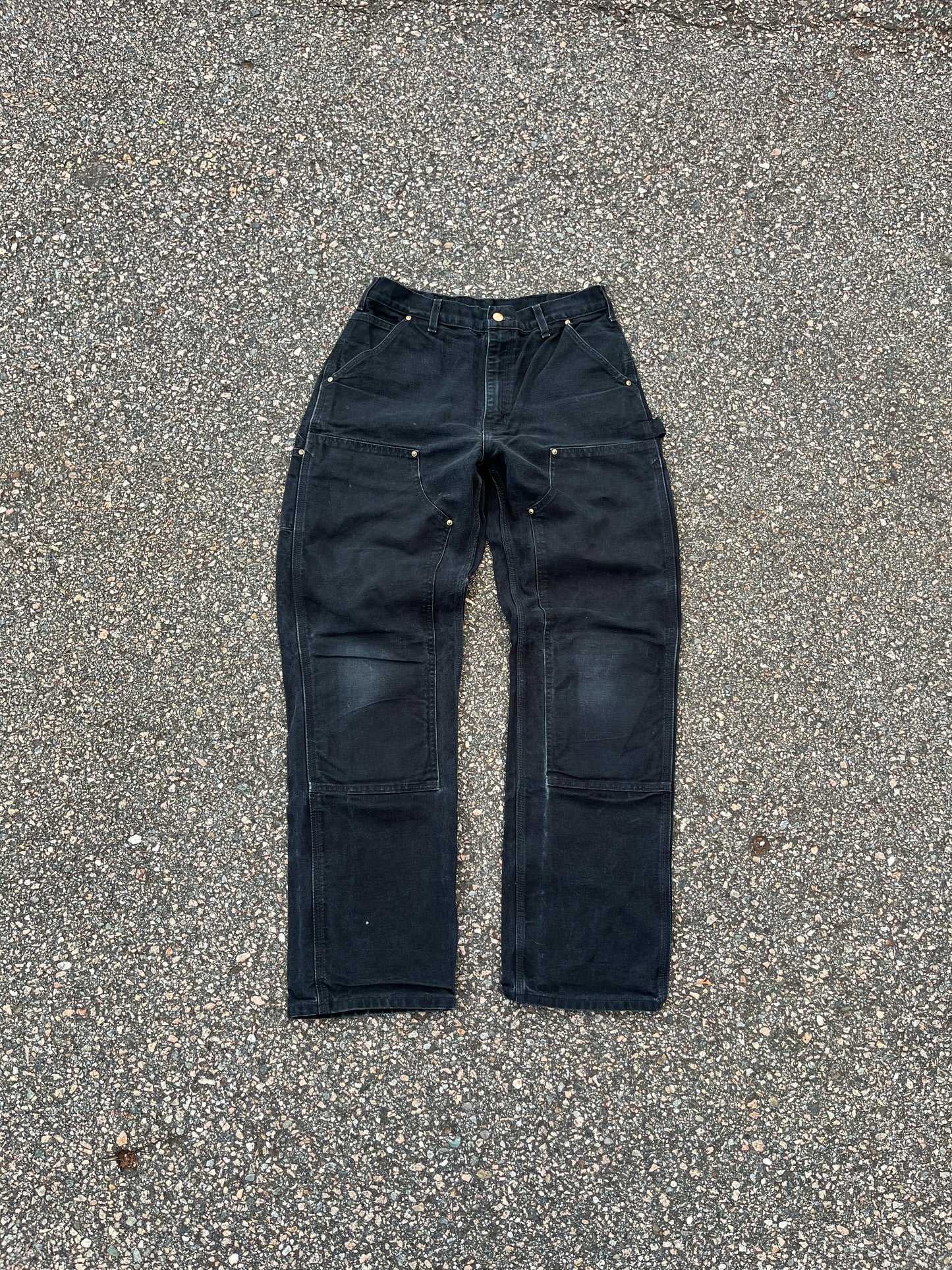 Faded Black Carhartt Double Knee Pants - 30 x 32