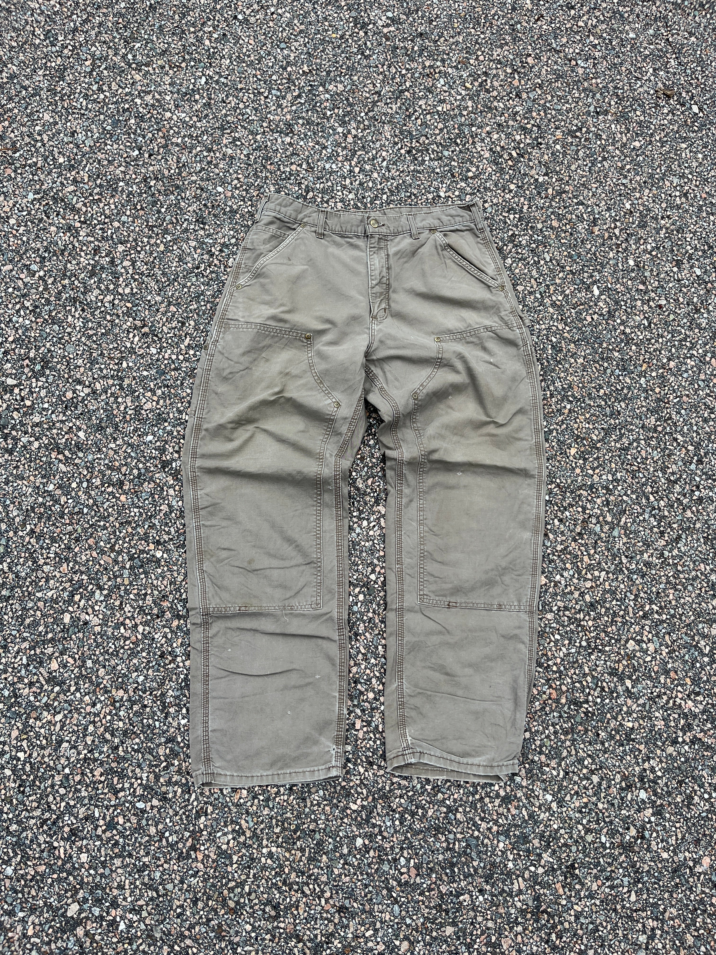 Faded Light Brown Carhartt Double Knee Pants - 33 x 30.5