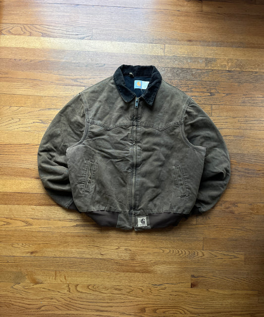 Faded Chestnut Brown Carhartt Santa Fe Jacket - Boxy L-XL