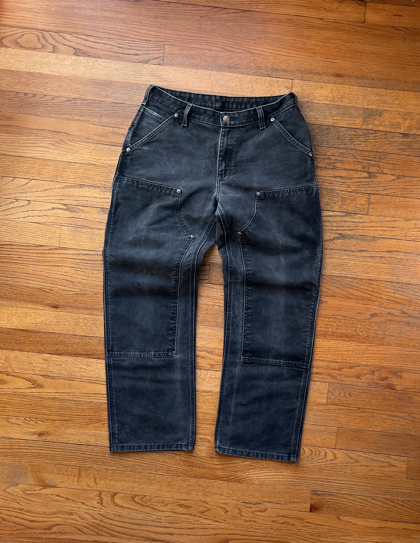 Faded Black Carhartt Double Knee Pants - 31 x 29