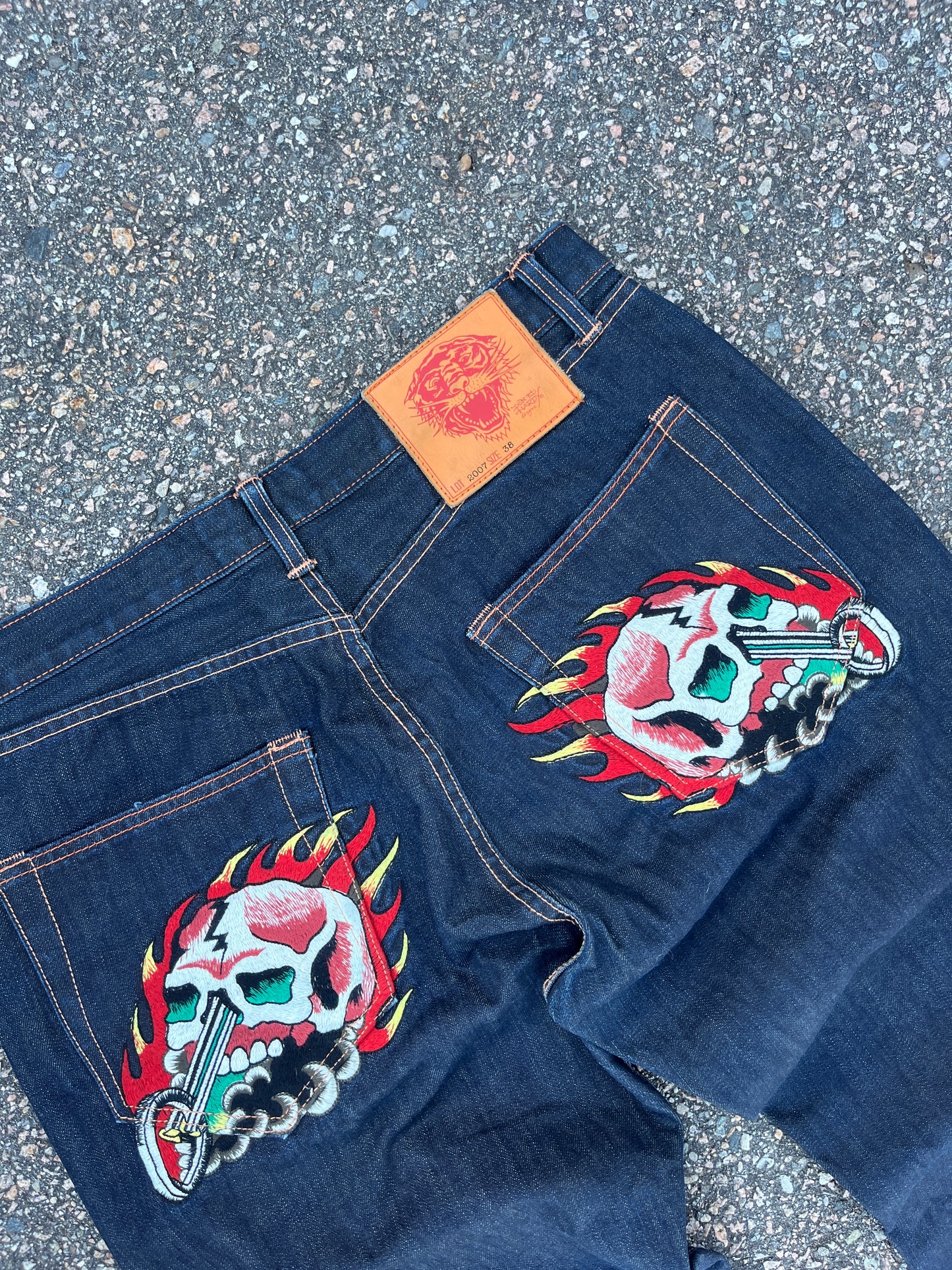 Ed Hardy Christian Audigier Flaming Skull Pants - 36 x 32