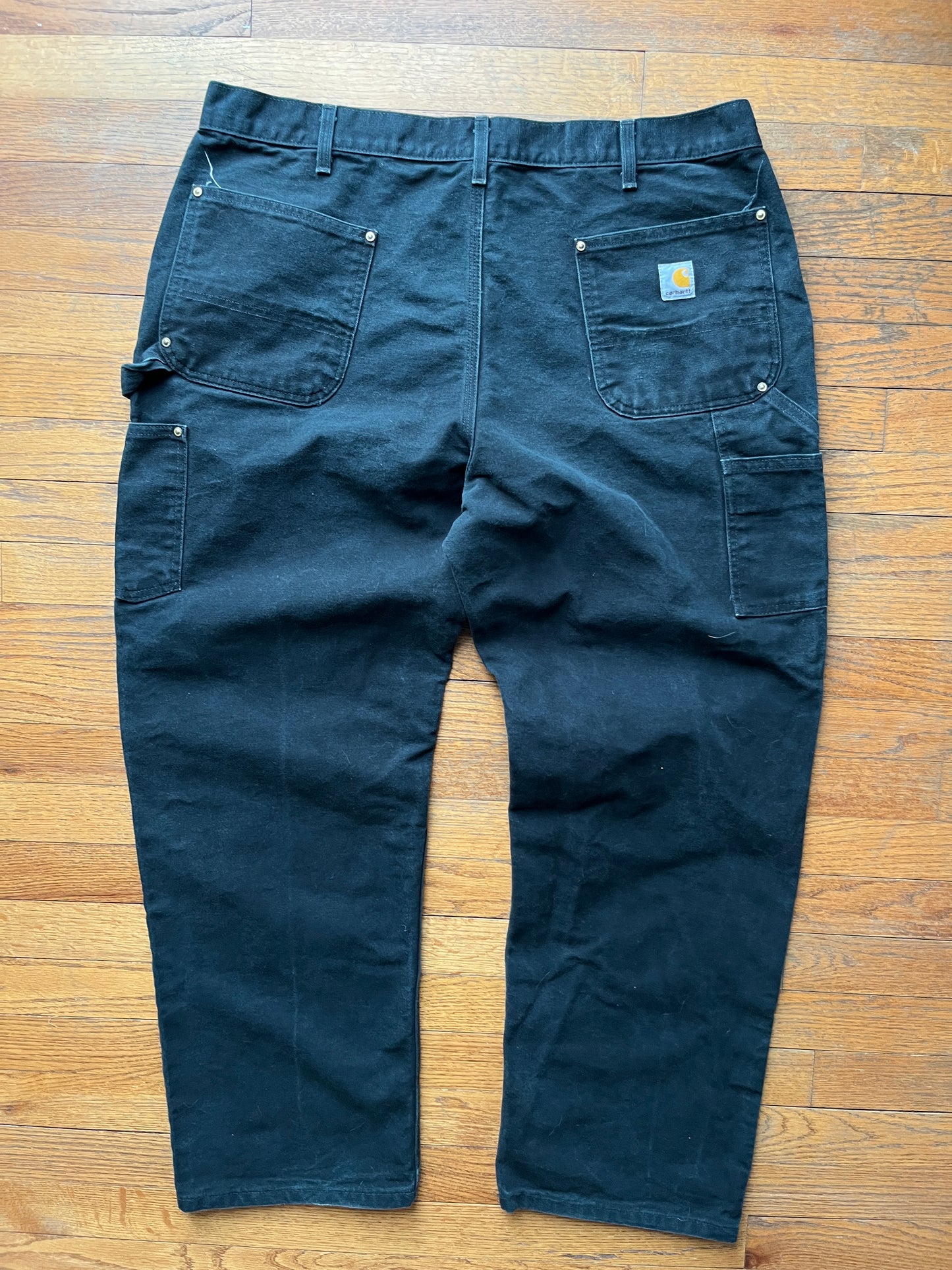 Faded Black Carhartt Double Knee Pants - 38 x 29