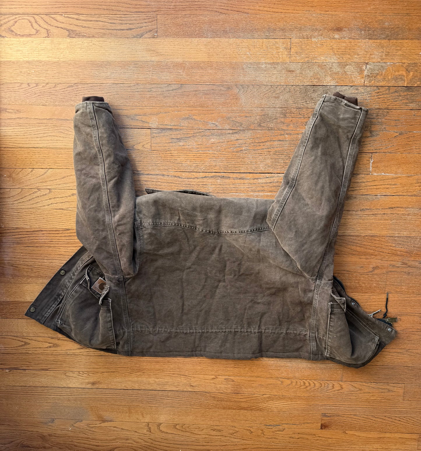 Faded Chestnut Brown Cropped Carhartt Chore Jacket - Small