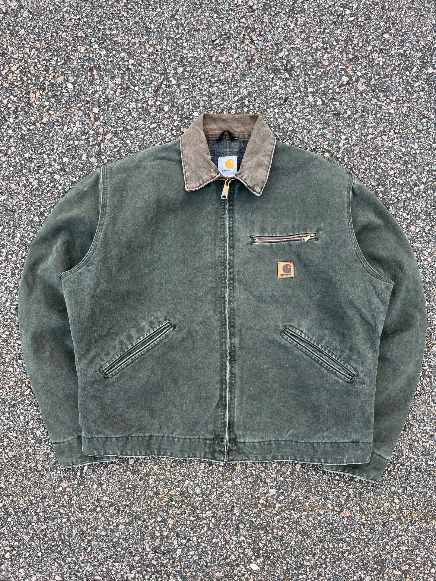 Faded Olive Green Carhartt Detroit Jacket - Large