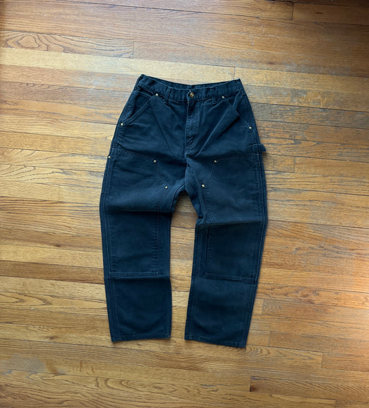 Faded Black Carhartt Double Knee Pants - 28 x 28