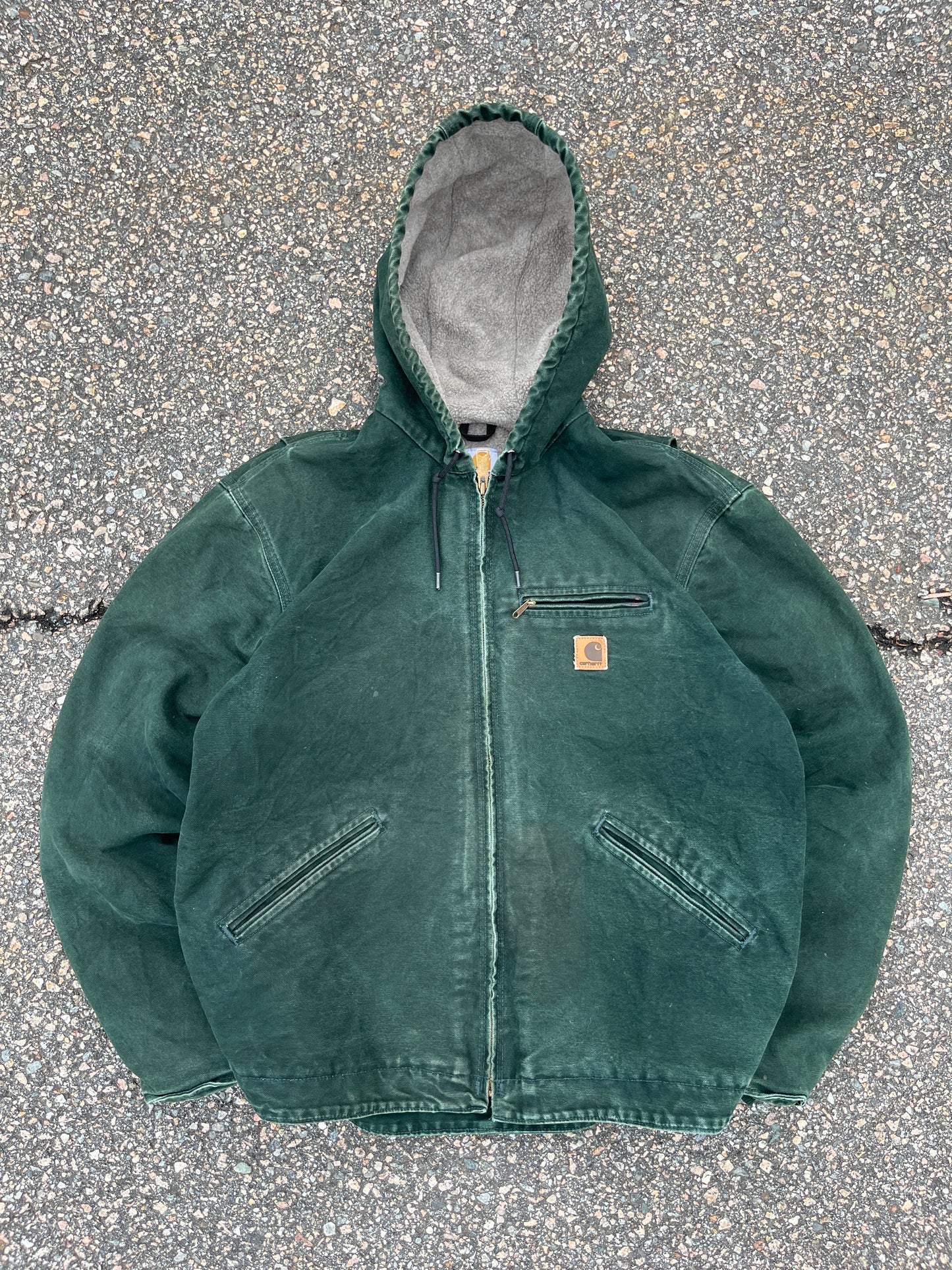 Faded Spruce Green Sherpa Lined Carhartt Jacket - Large