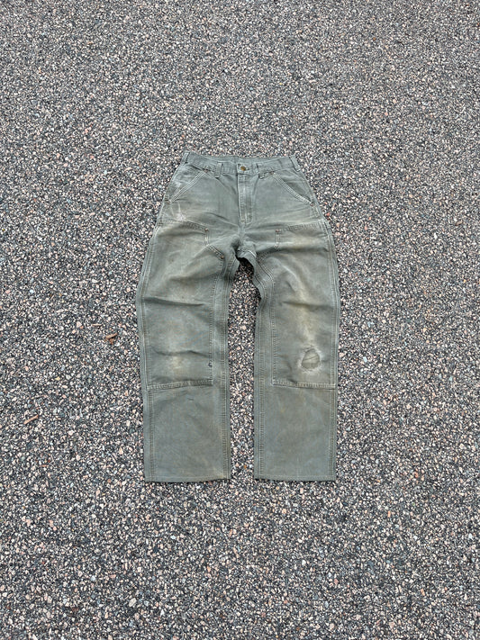 Faded Olive Green Carhartt Double Knee Pants - 29 x 30