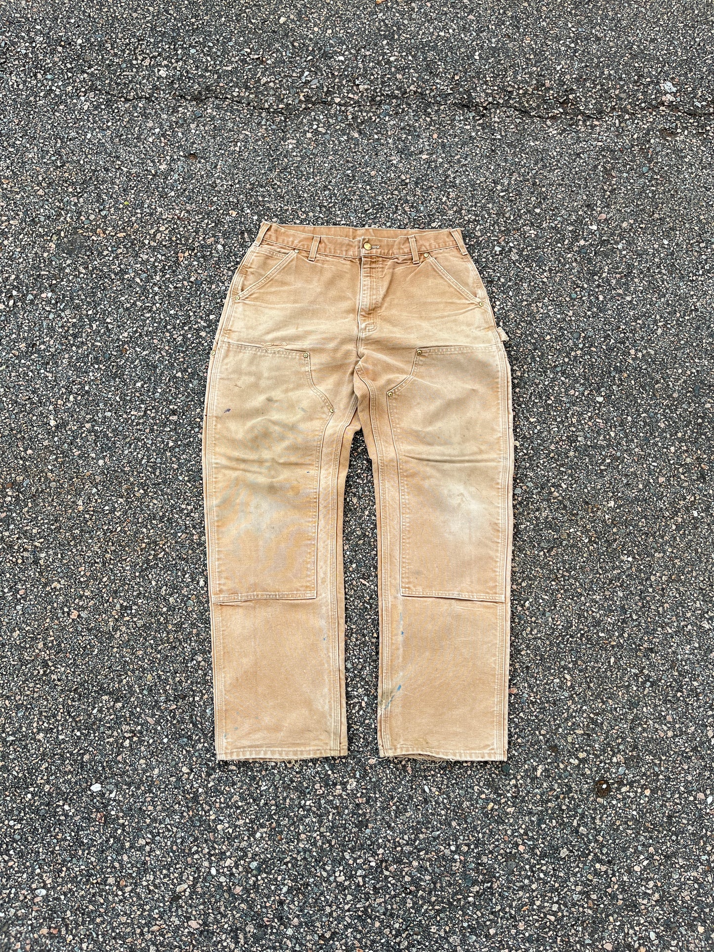 Faded Tan Carhartt Double Knee Pants - 32 x 30.5