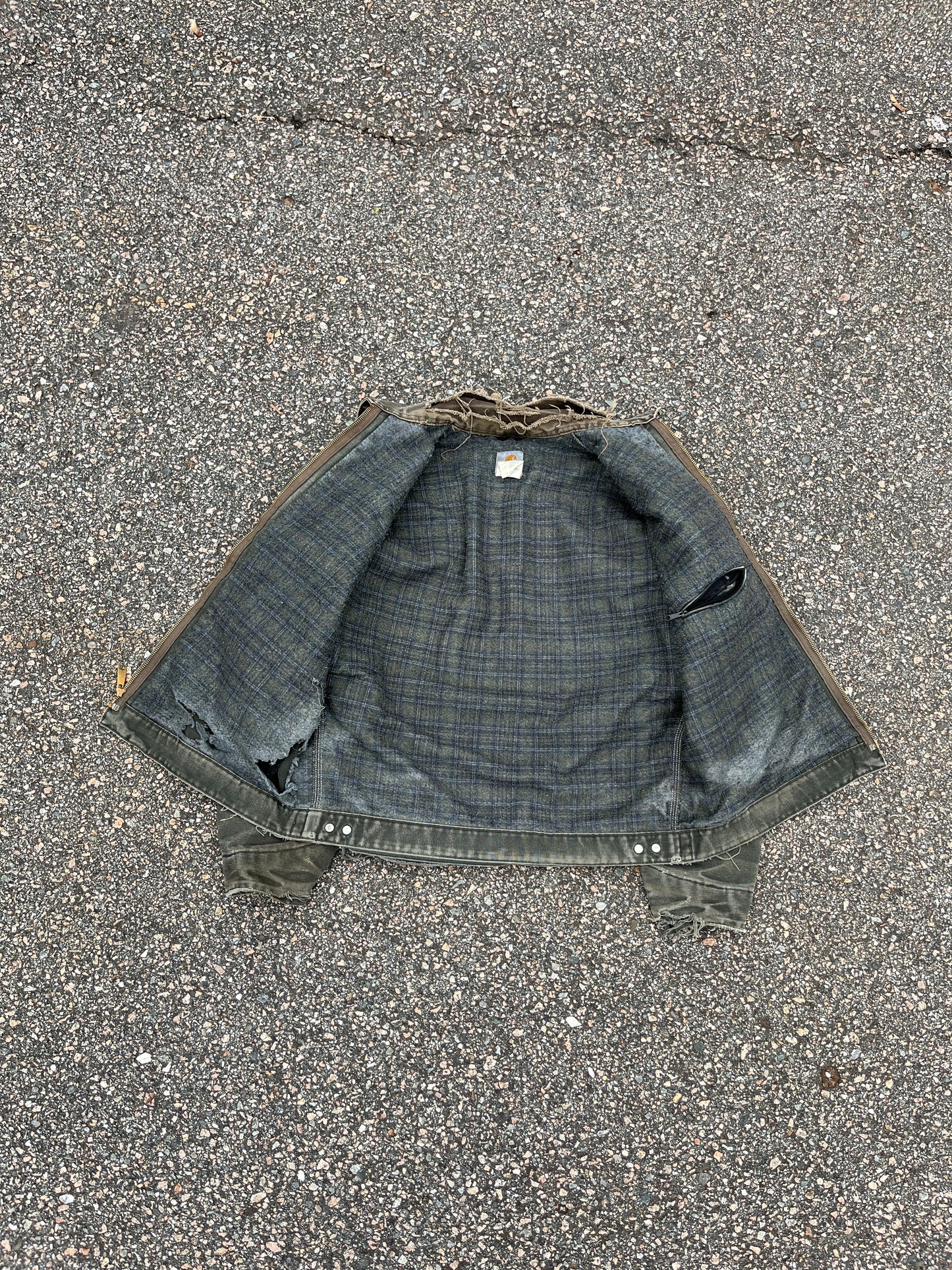 Faded n Distressed Olive Green Carhartt Detroit Jacket - Boxy Medium