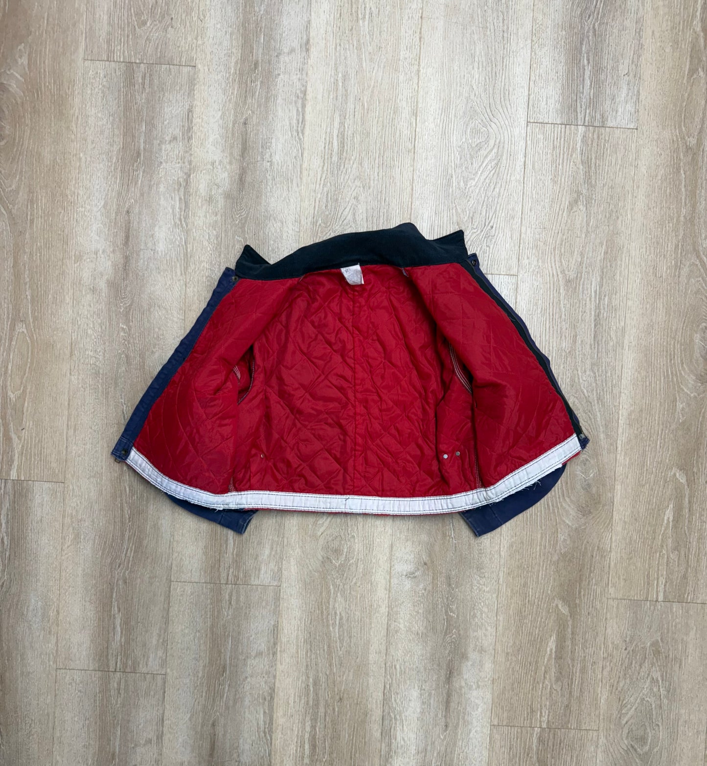 Cropped Faded Navy Carhartt Jacket - Medium