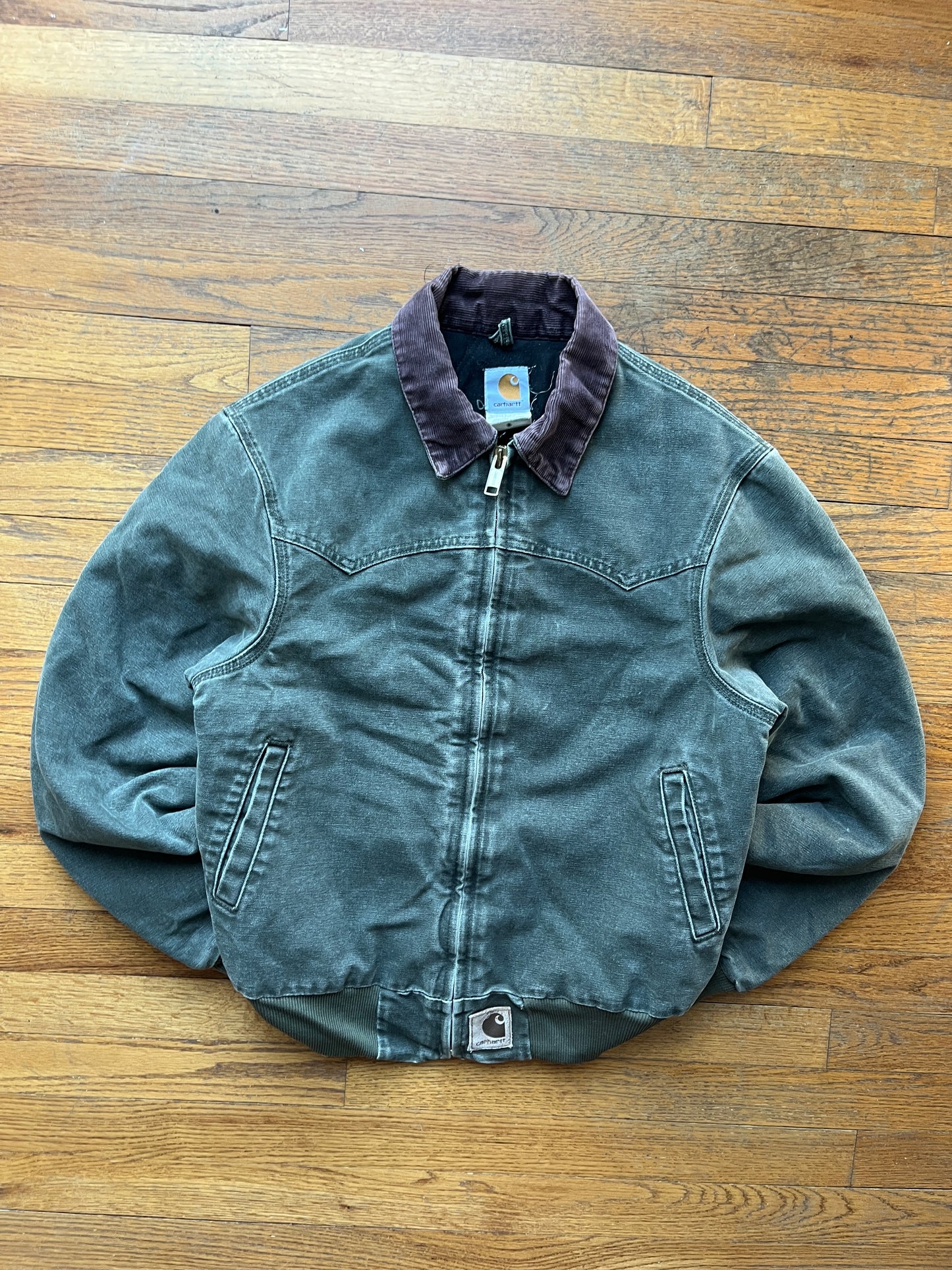 Faded Olive Green Carhartt Santa Fe Jacket - Small