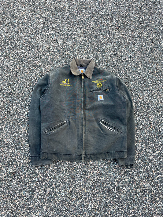 Faded n Distressed Black Carhartt Detroit Jacket - Large