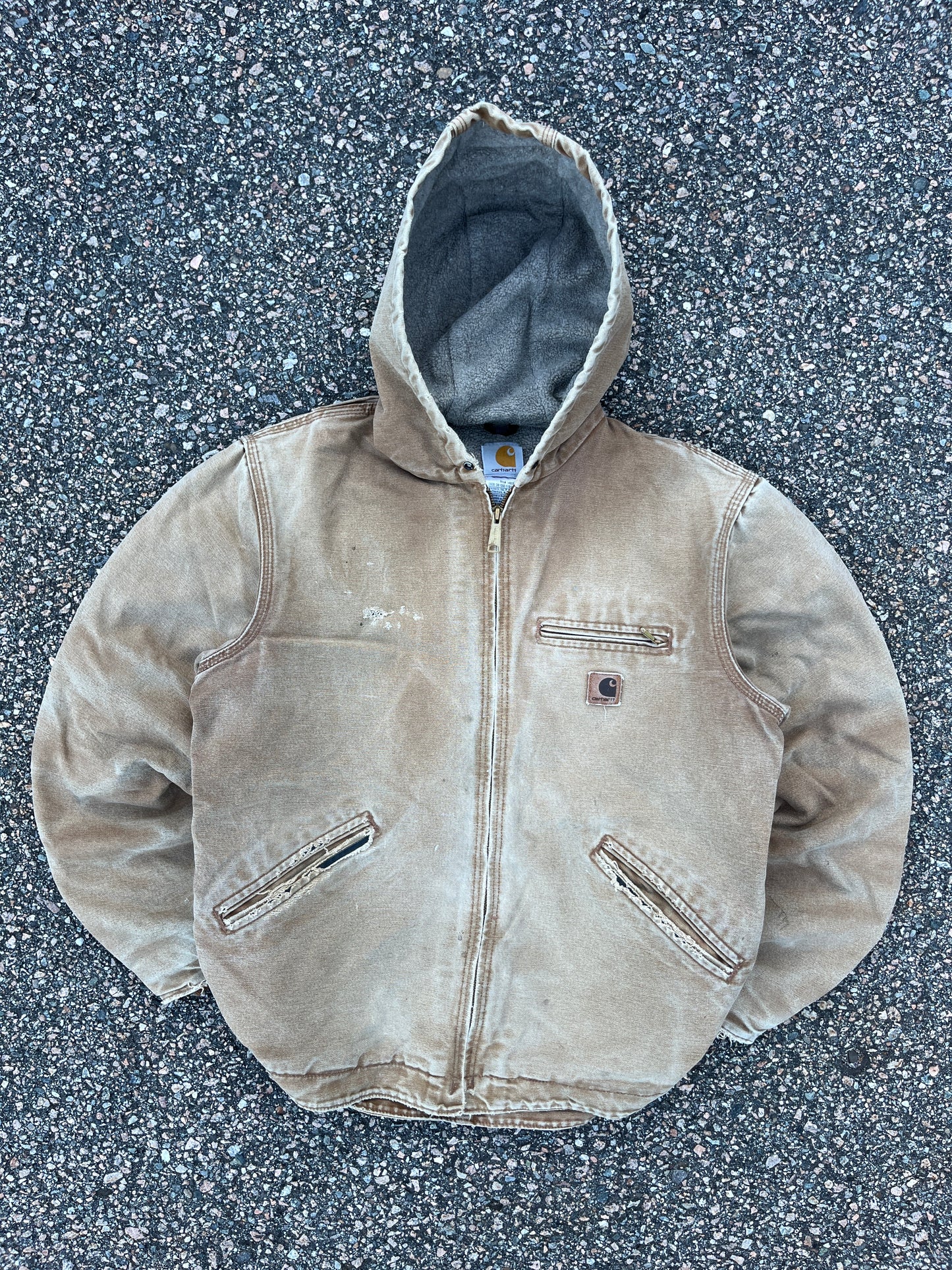 褪色棕色 Carhartt Sherpa 衬里夹克 - 中号