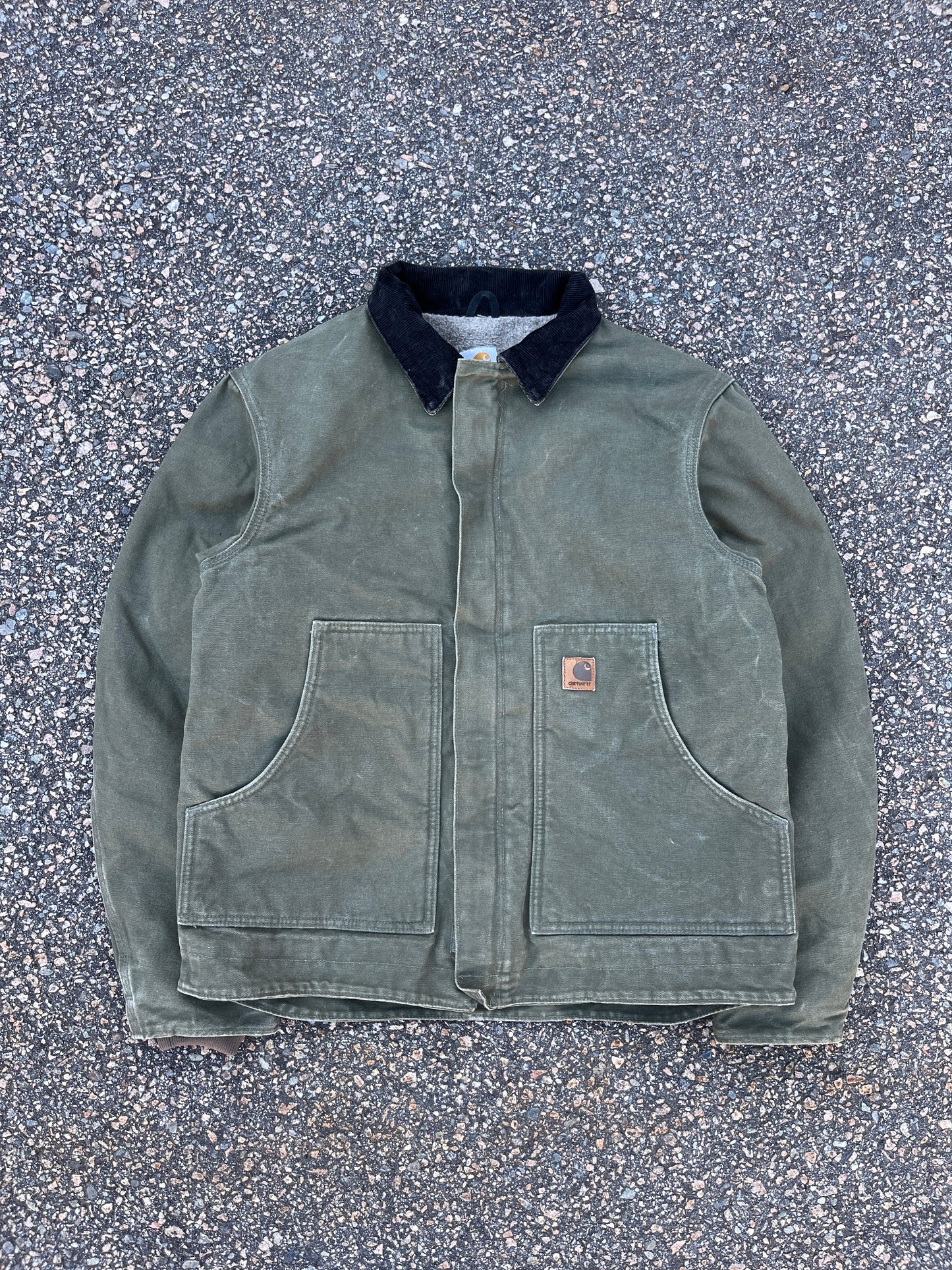 Faded Olive Green Carhartt Sherpa Lined Arctic Jacket - Medium