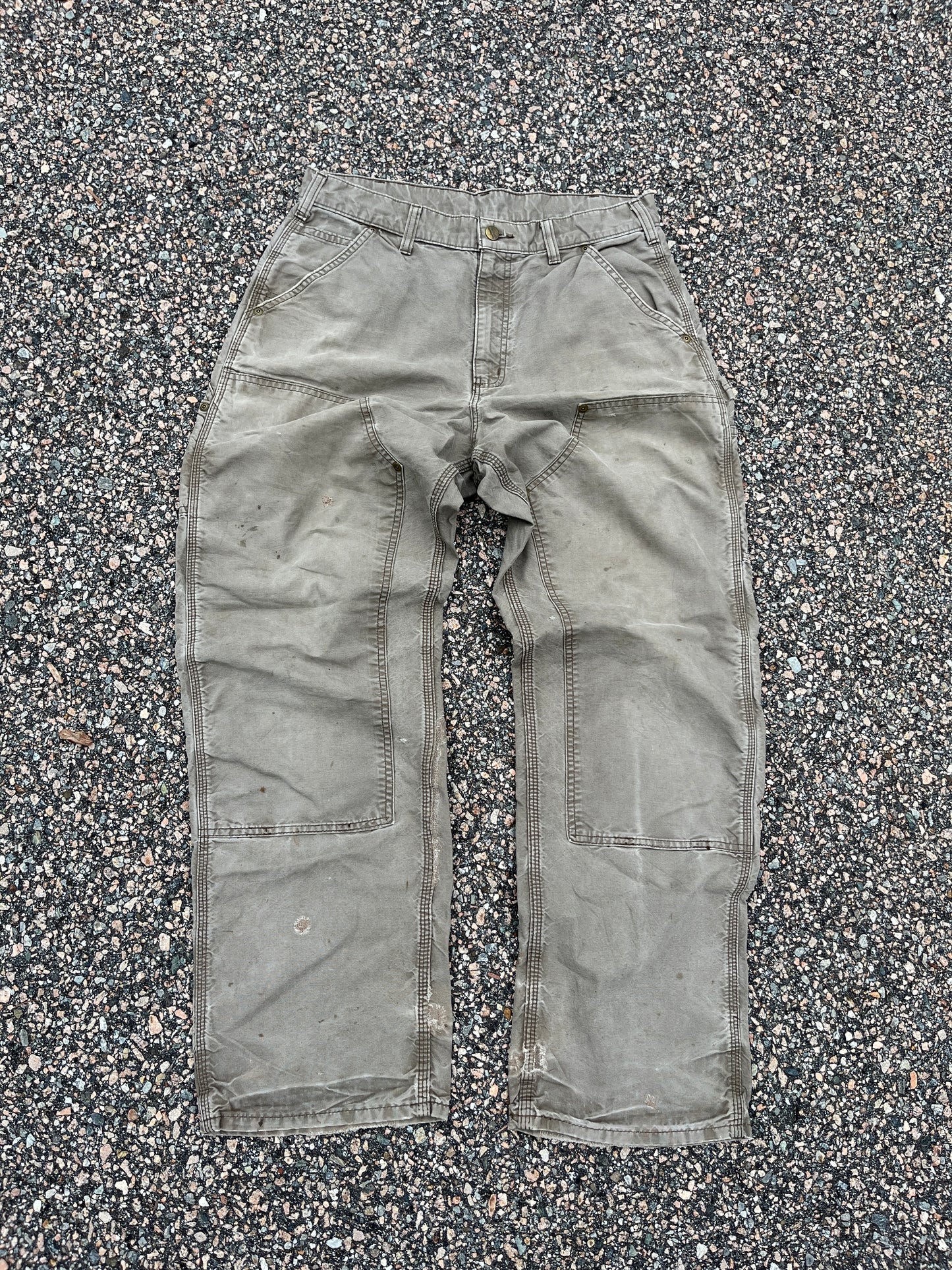 Faded Light Brown Carhartt Double Knee Pants - 32 x 30