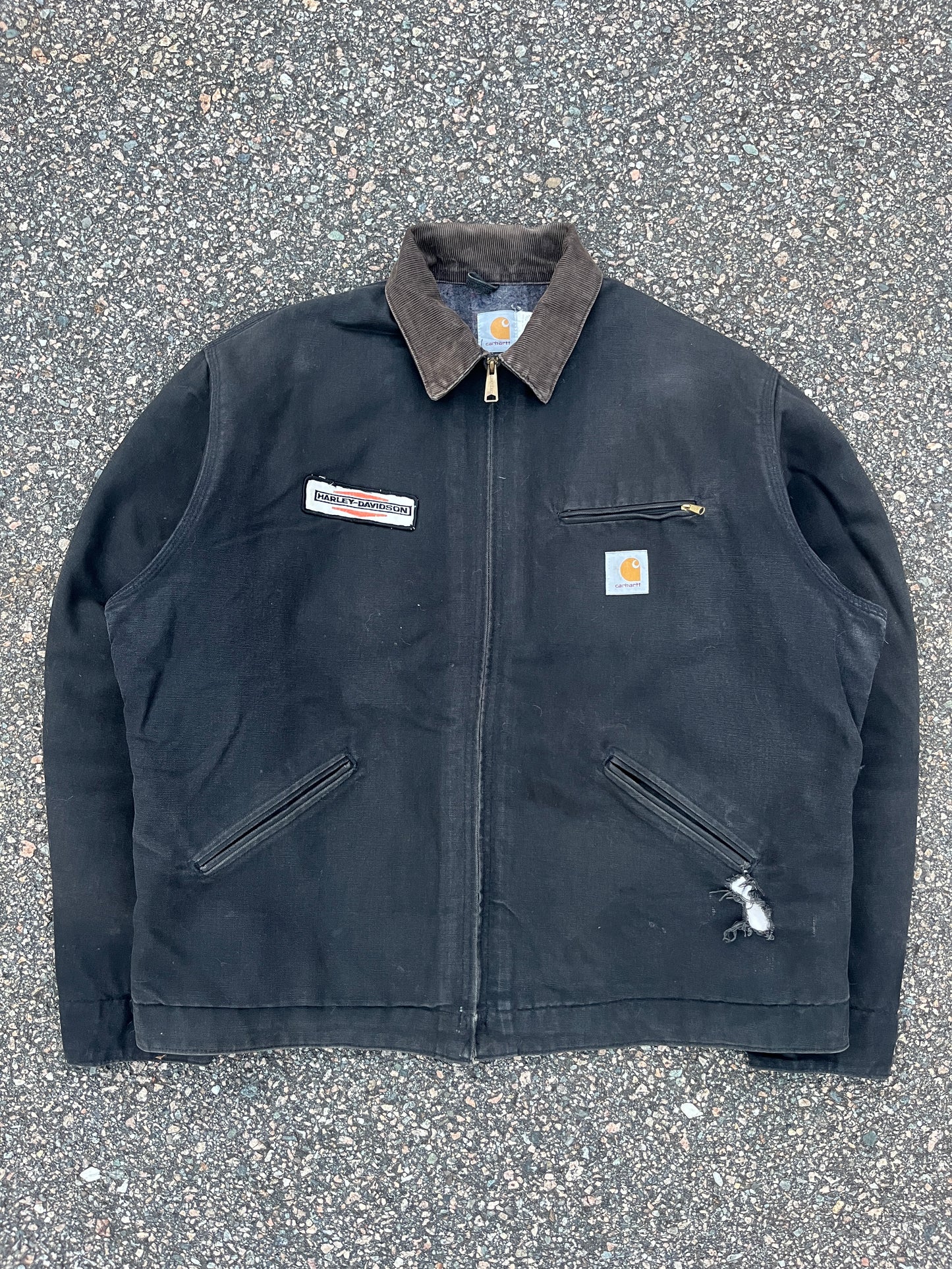 褪色黑色 Carhartt x Harley Davidson 底特律夹克 - XL 高腰