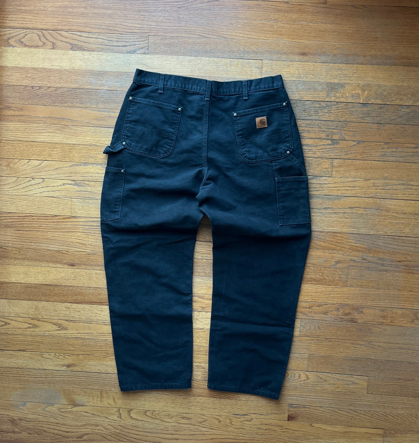 Faded Black Carhartt Double Knee Pants - 37 x 29