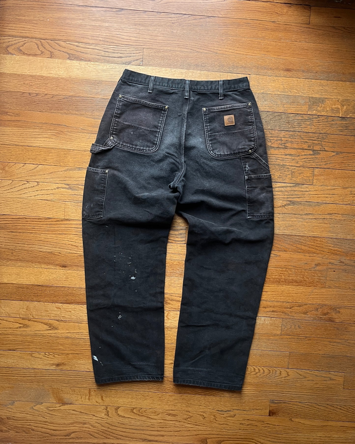 Faded Black Carhartt Double Knee Pants - 32 x 30