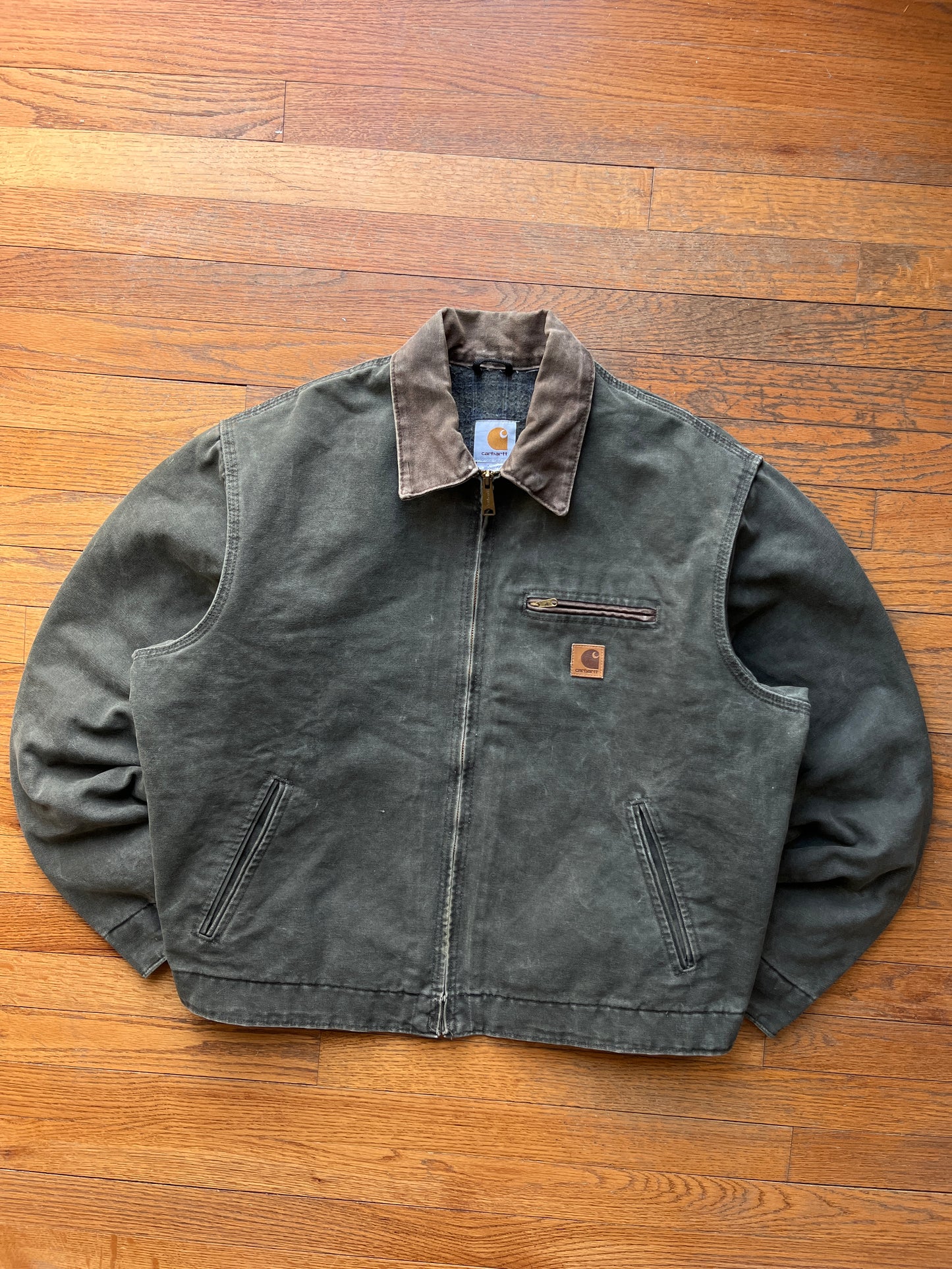 Faded Olive Green Carhartt Detroit Jacket - Large