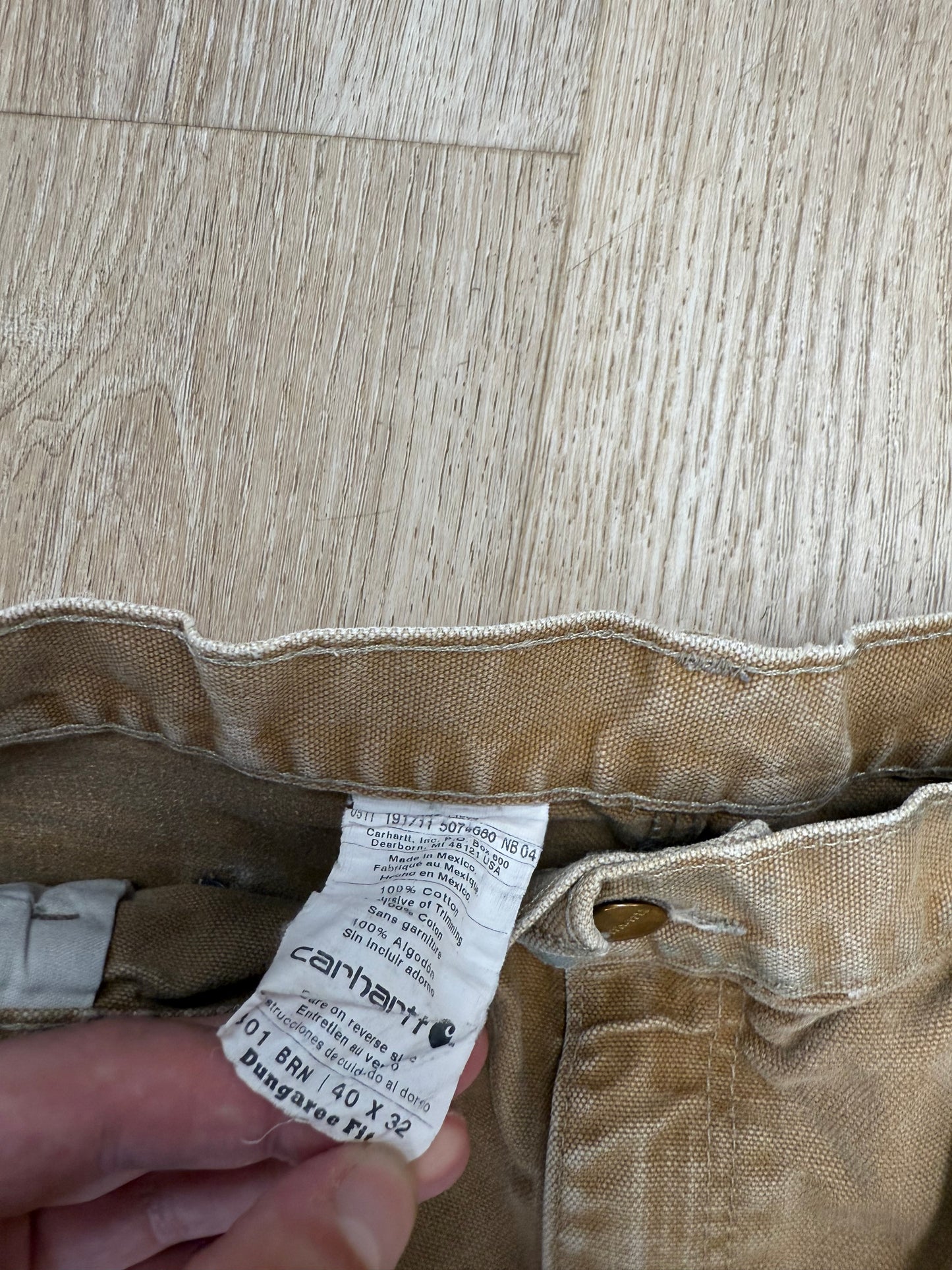 Faded Brown Carhartt Double Knee Pants - 37 x 31