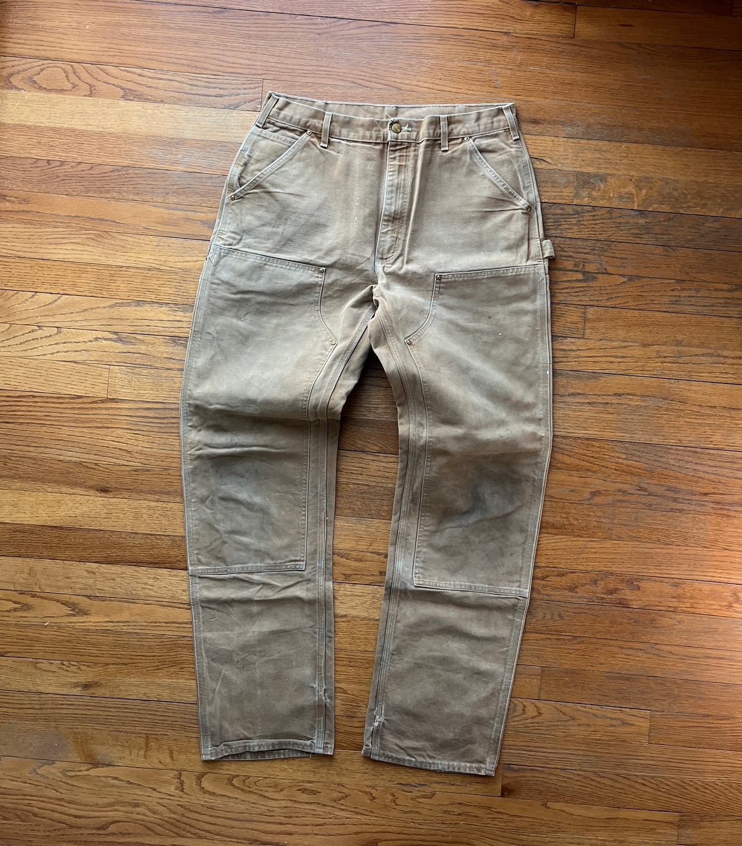 Faded Brown Carhartt Double Knee Pants - 34 x 34