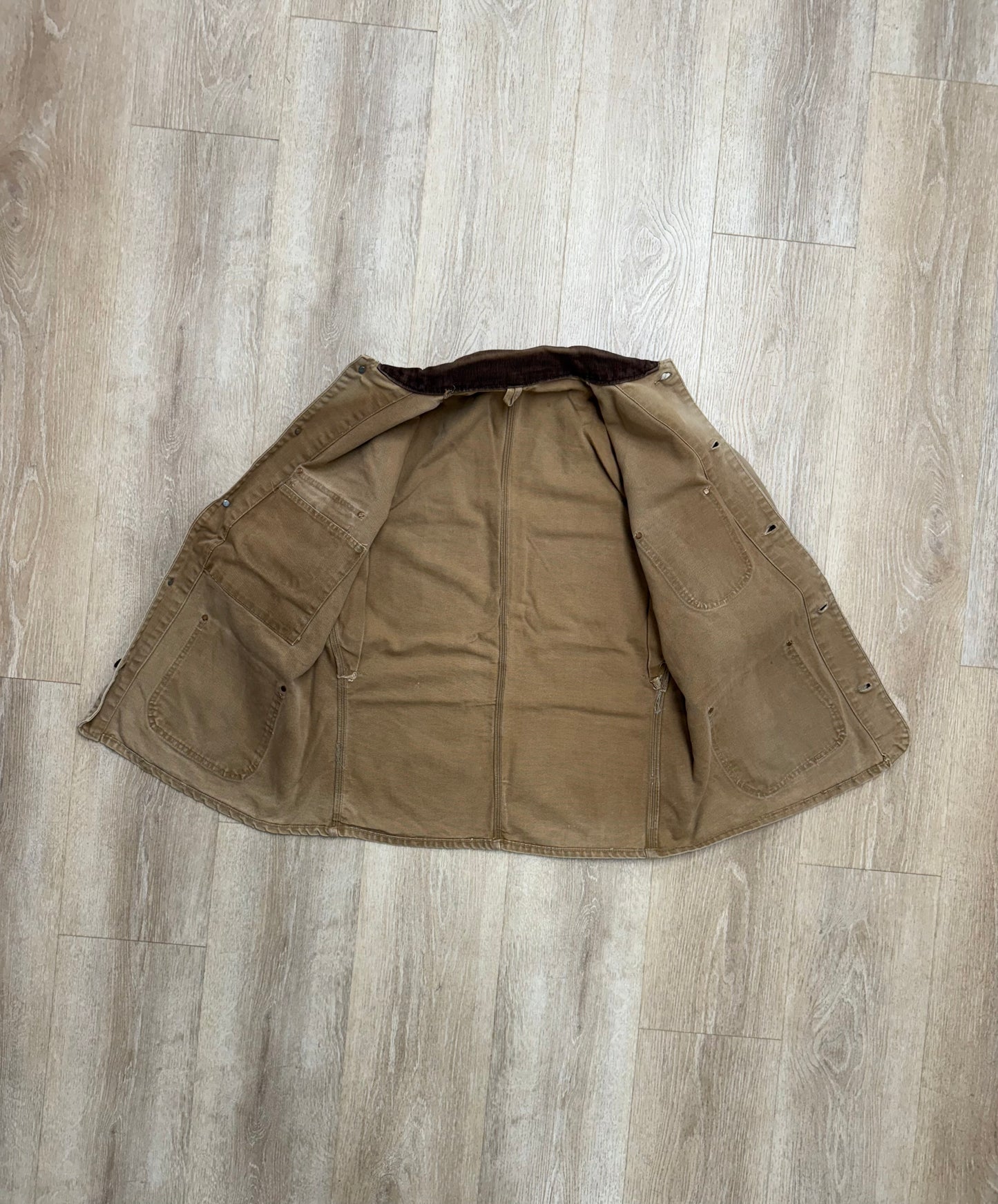 Faded Brown Unlined Carhartt Chore Jacket - Large