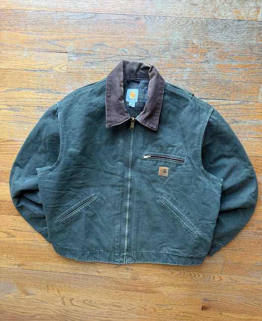 Faded Olive Green Carhartt Detroit Jacket - Large