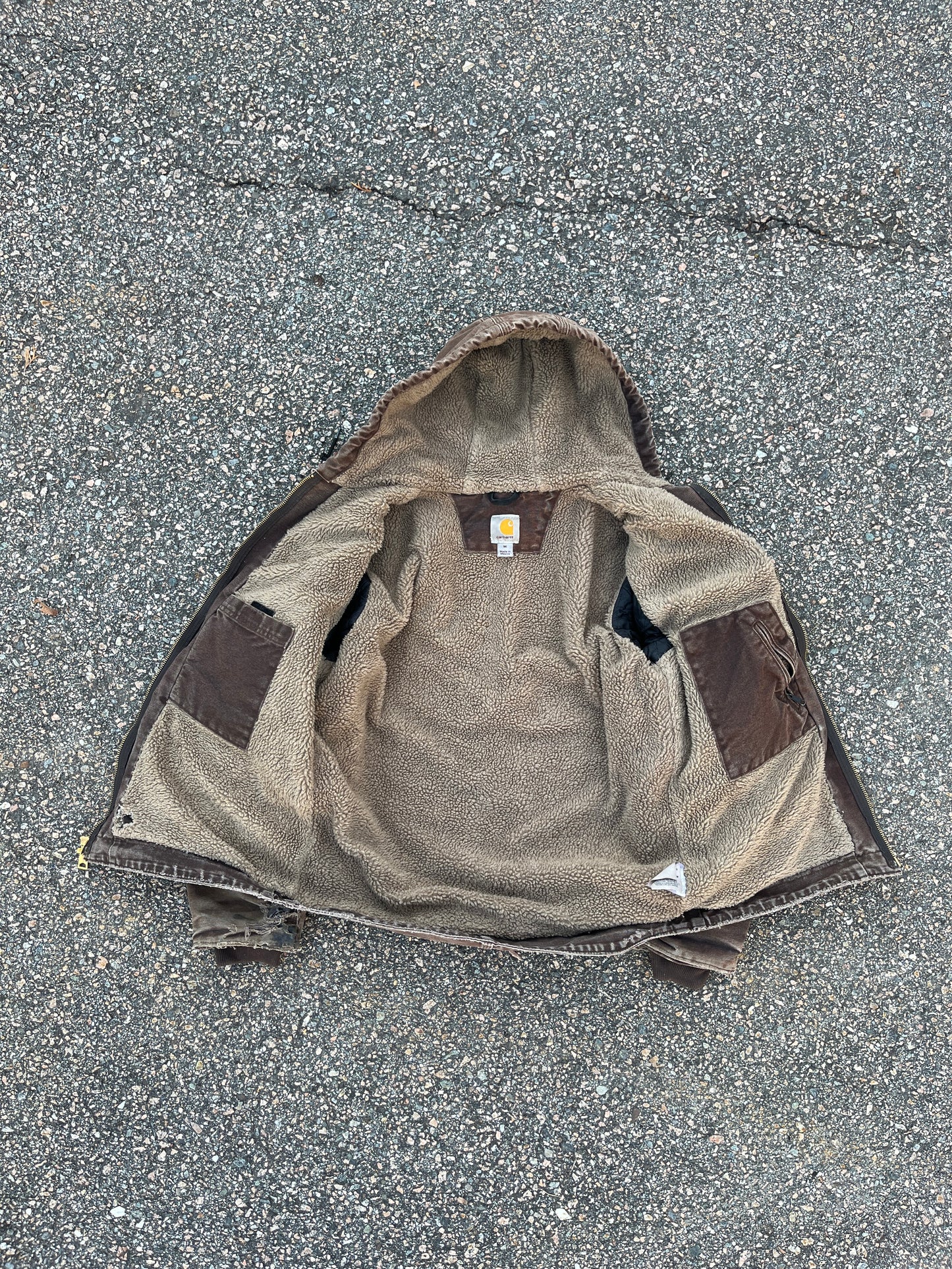 Faded Brown Carhartt Sherpa Lined Jacket - Medium
