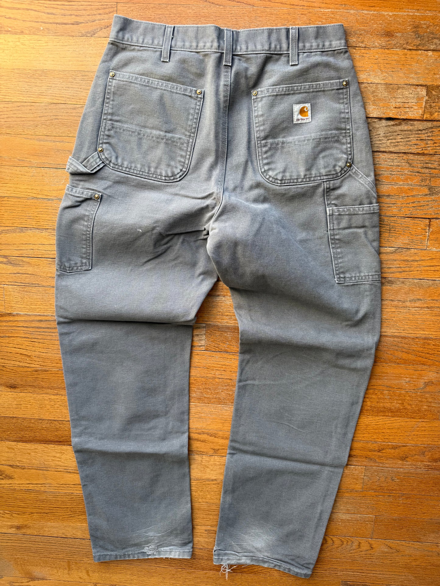 Faded Grey Carhartt Double Knee Pants - 32 x 32