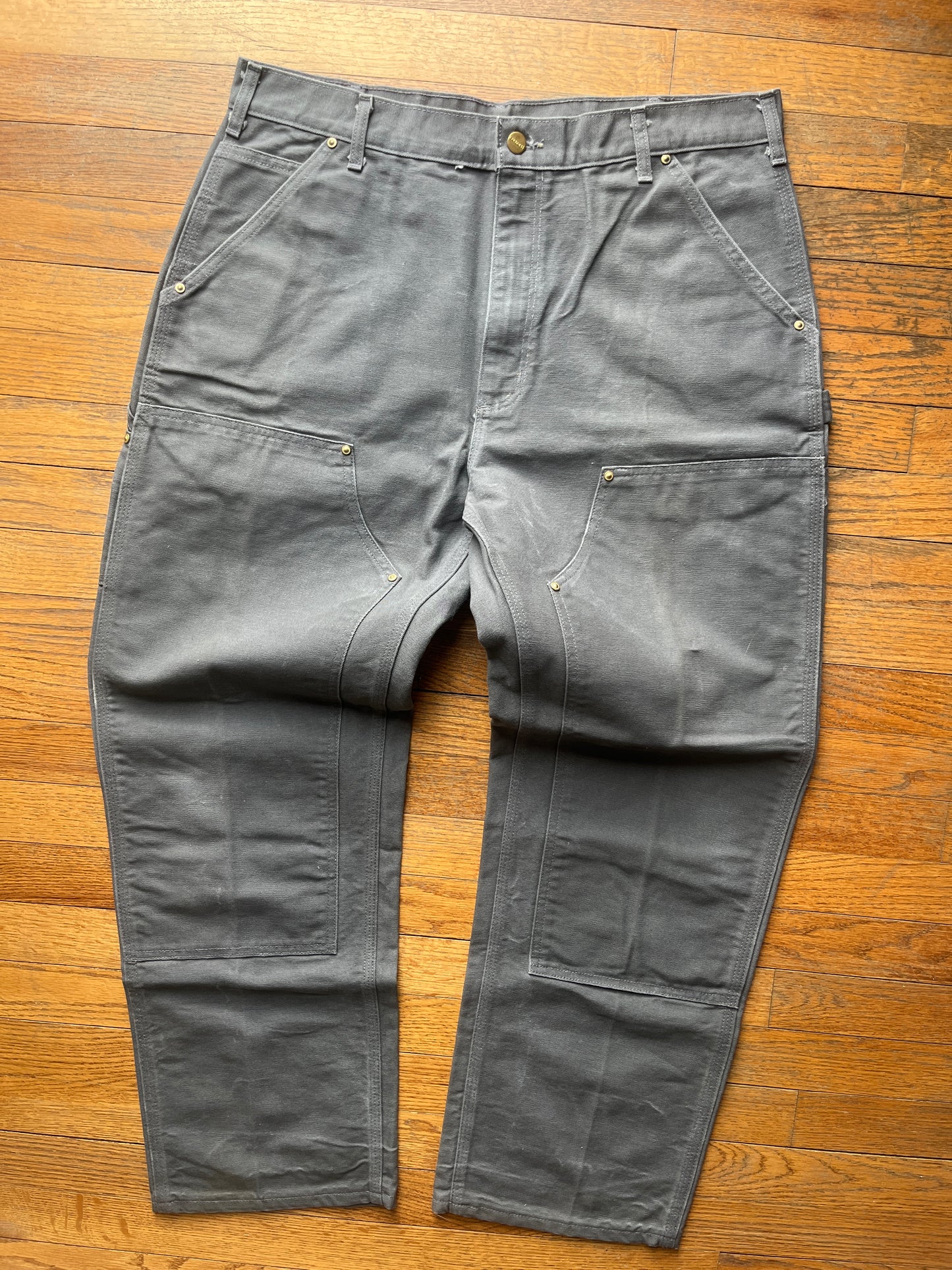 Faded Gravel Grey Carhartt Double Knee Pants - 35 x 30