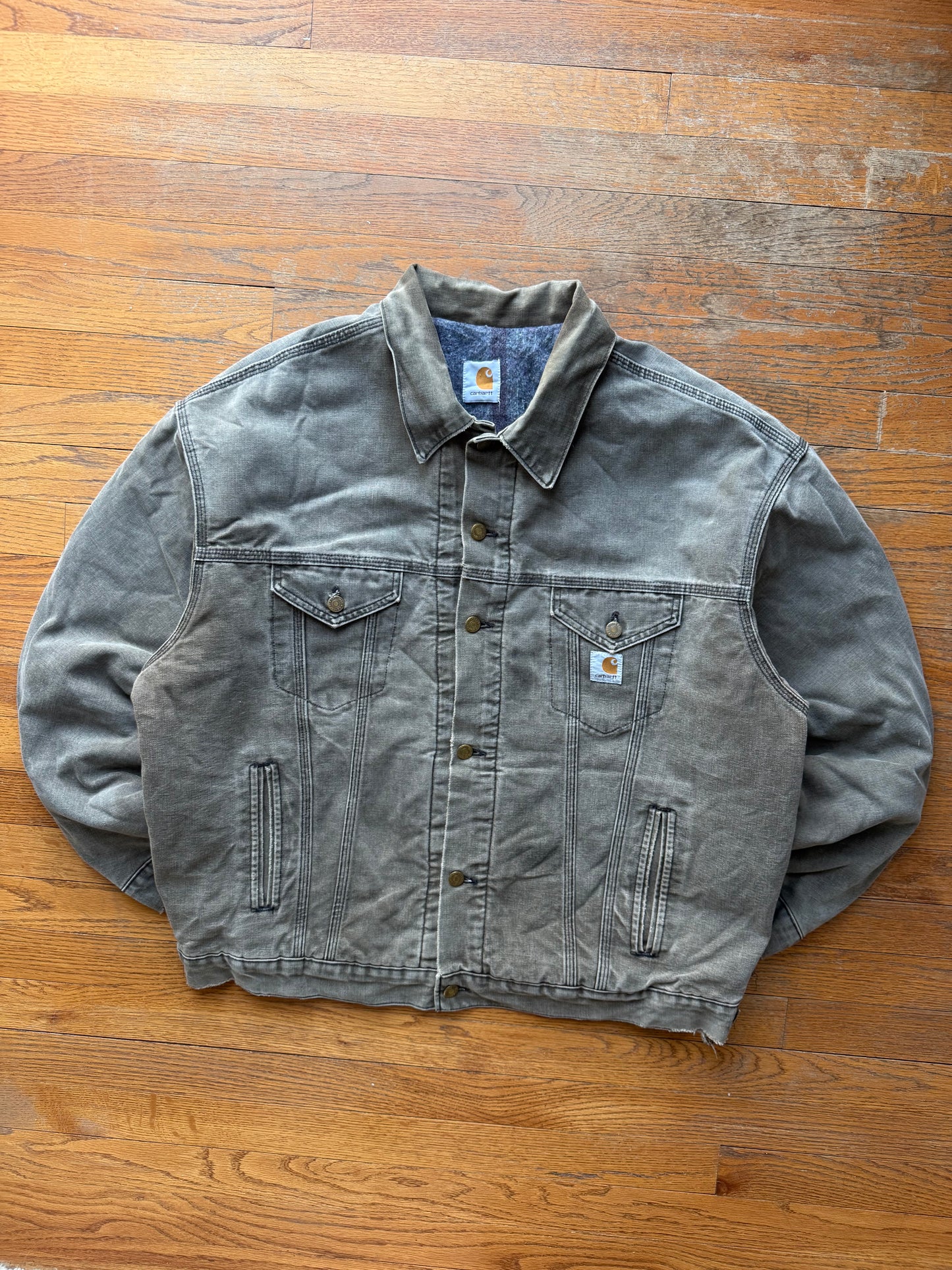 Faded Chestnut Brown Carhartt Trucker Jacket - XL