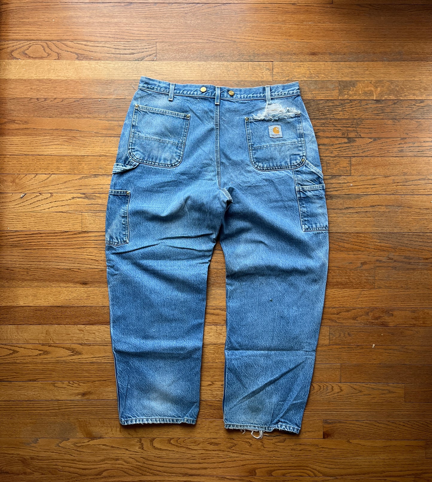 Faded Denim Carhartt Double Knee Pants - 37 x 30