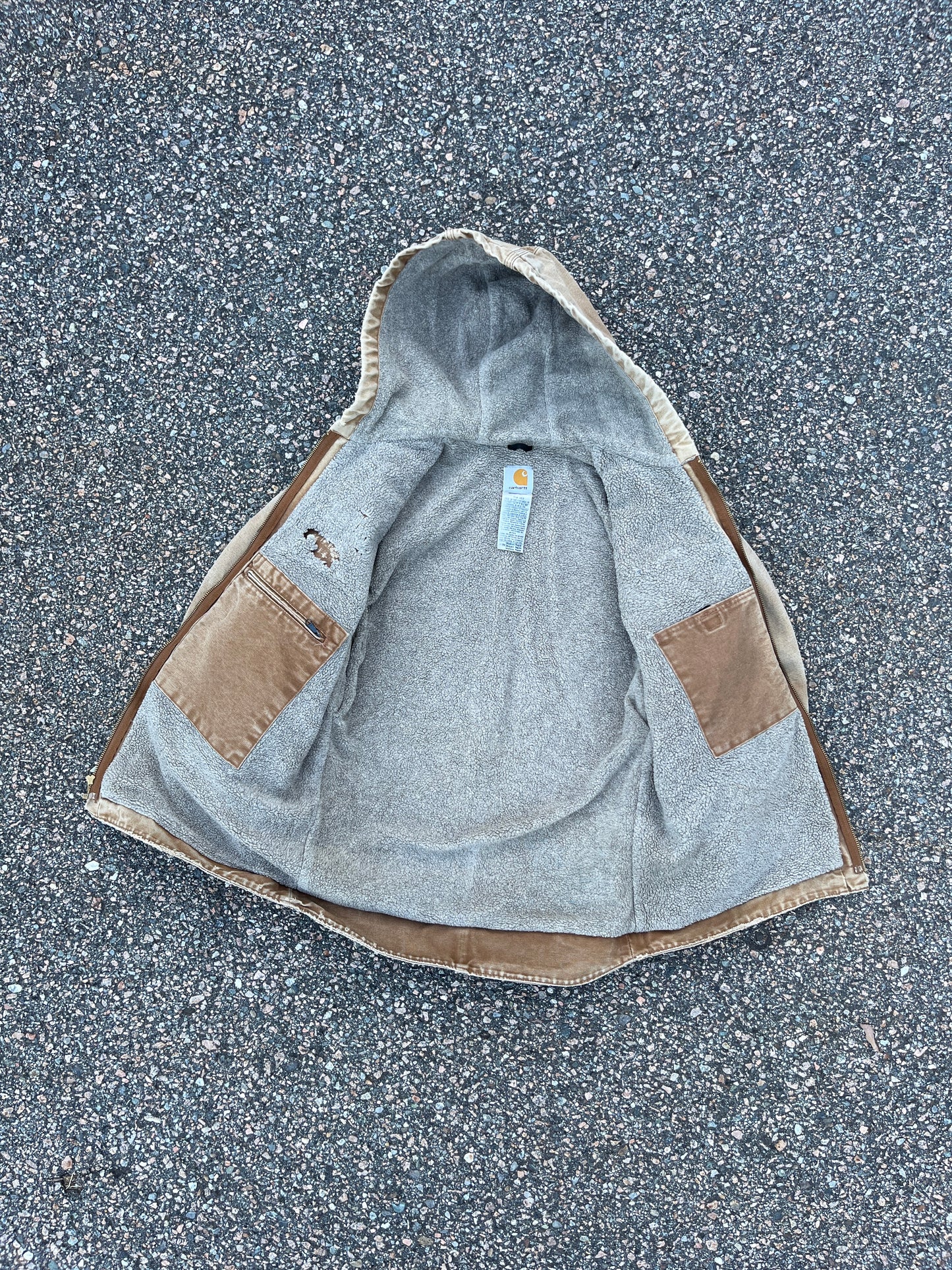 褪色棕色 Carhartt Sherpa 衬里夹克 - 中号