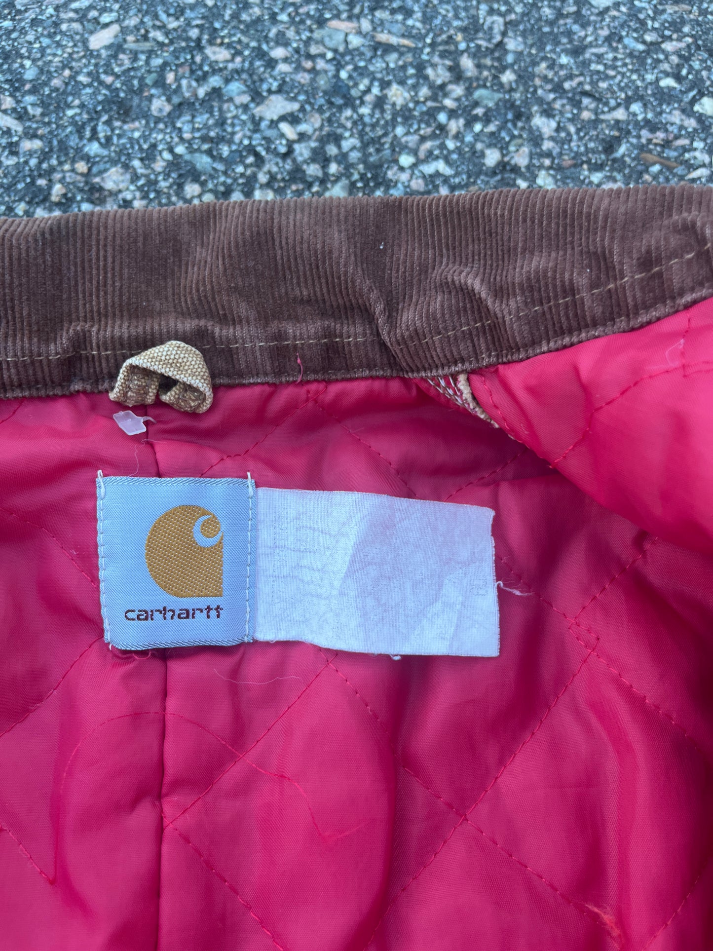 80 年代褪色棕红色绗缝 Carhartt 底特律夹克 - 中号