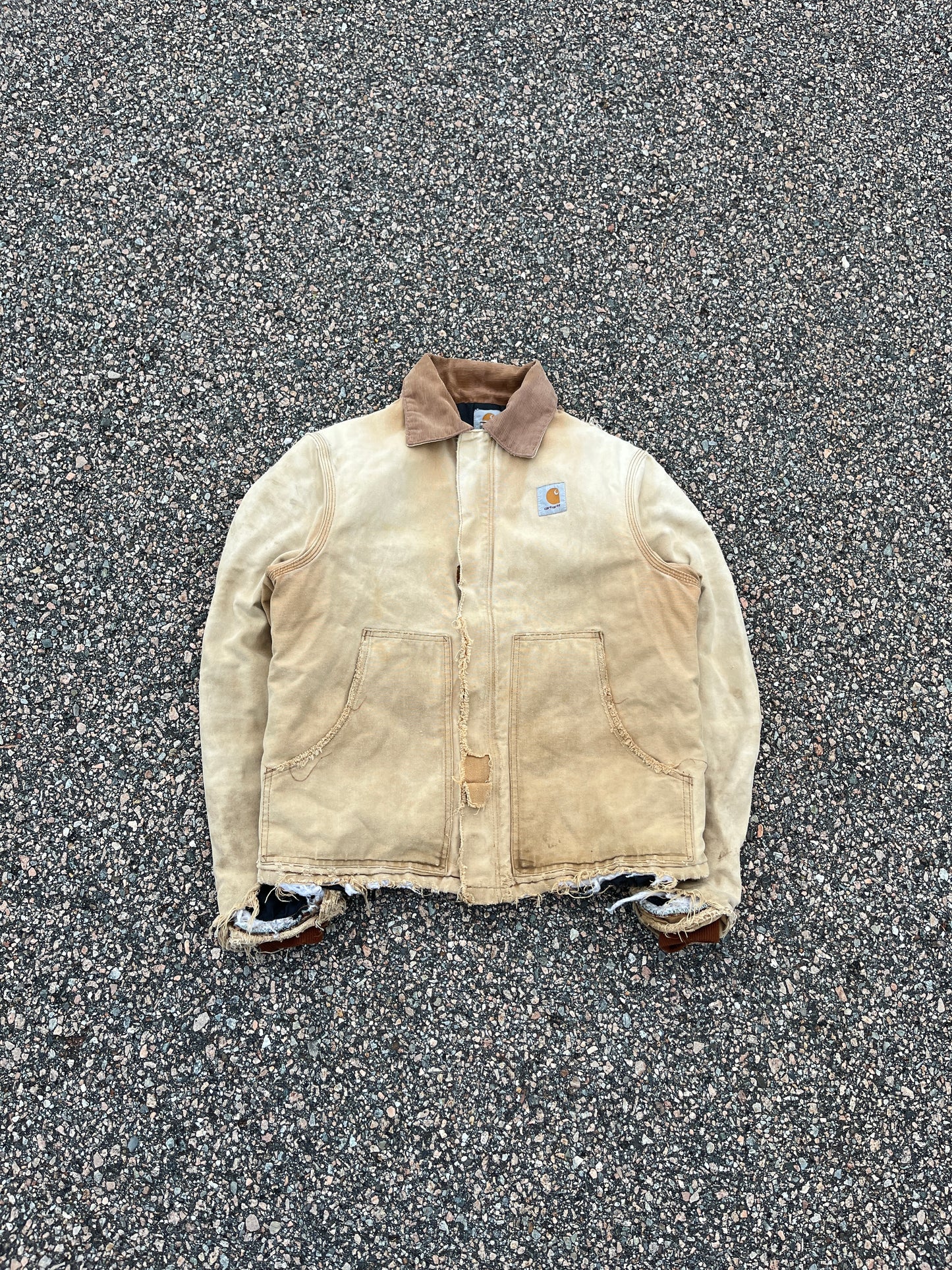 Faded and Distressed Tan Carhartt Arctic Jacket - Medium