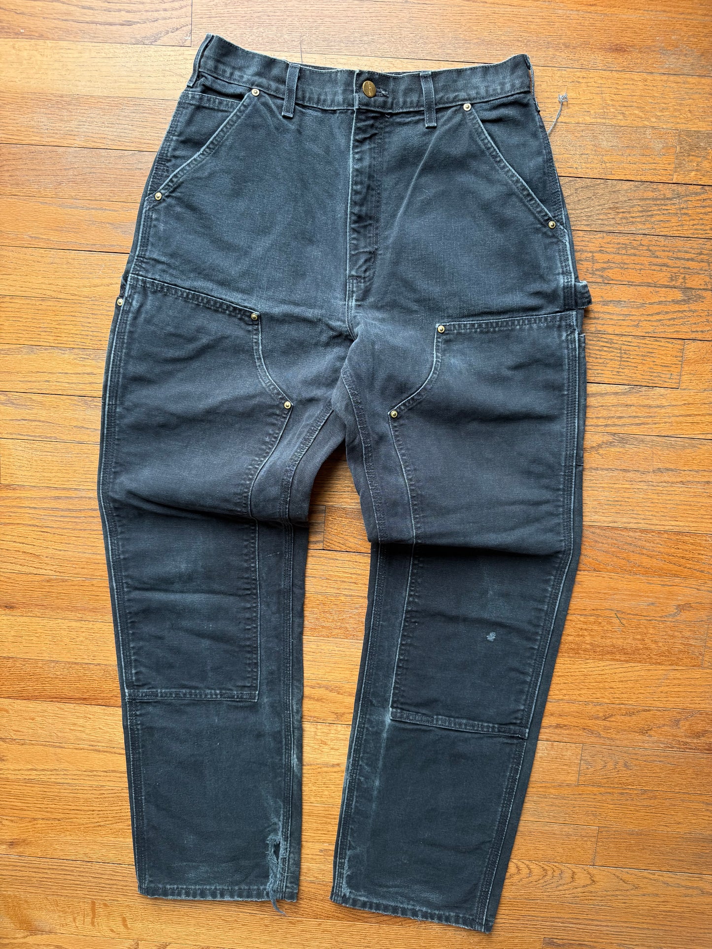 Faded Black Carhartt Double Knee Pants - 29 x 31.5