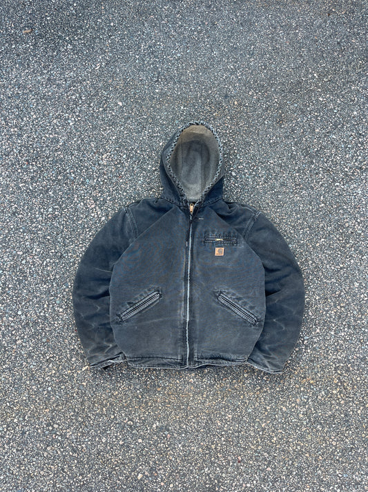 Faded Black Carhartt Sherpa Lined Jacket - Medium