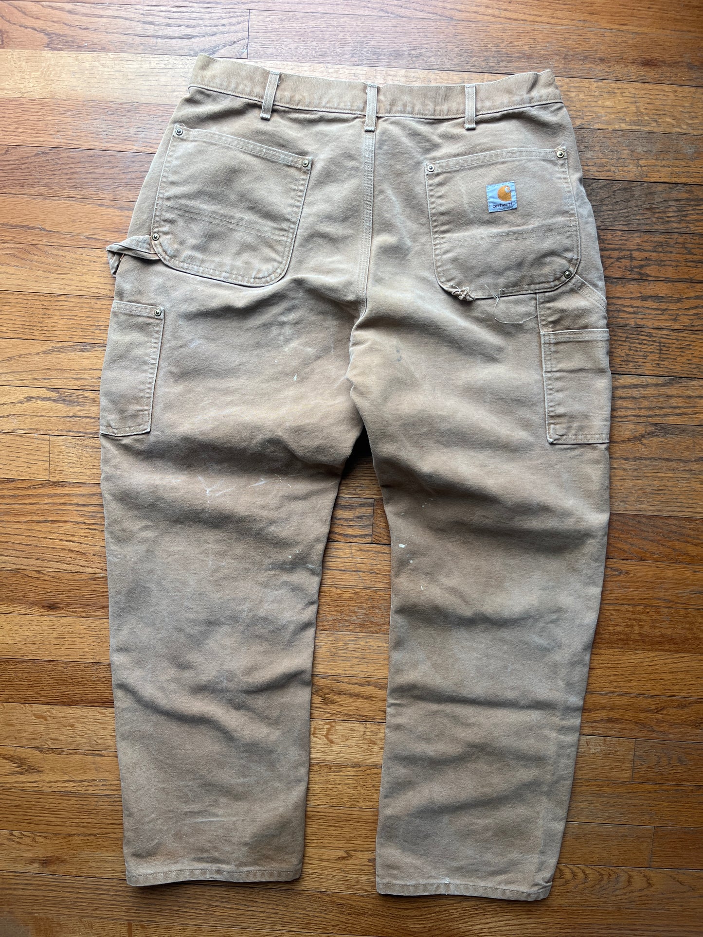 Faded Brown Carhartt Double Knee Pants - 33 x 29