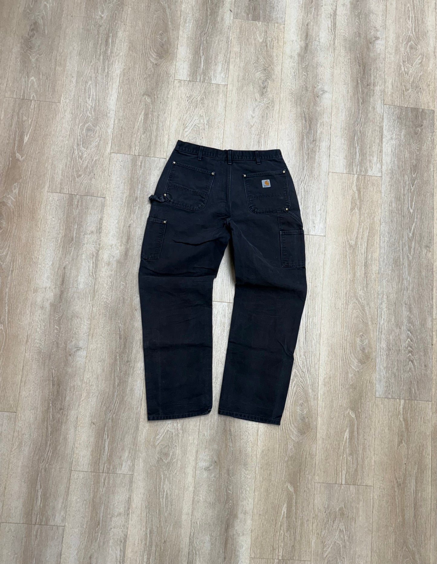 Faded Black Carhartt Double Knee Pants - 33 x 31.5